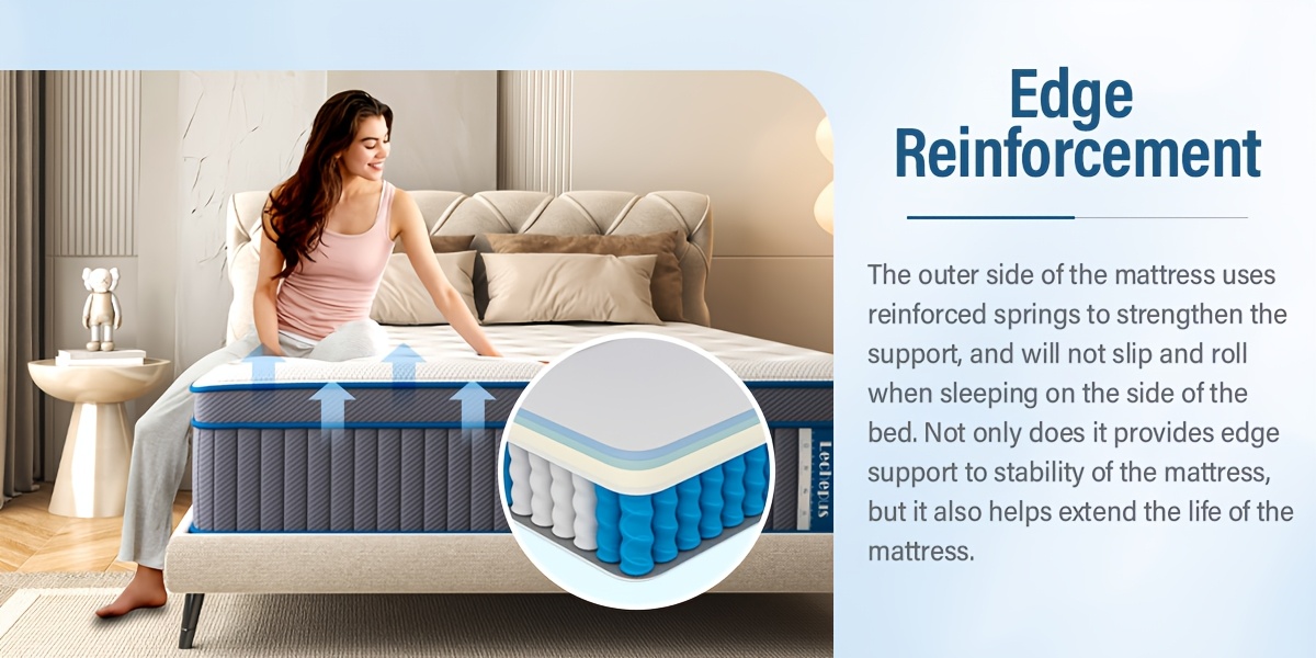 14 inch cooling gel memory foam and 7 zone pocket springs   mattress medium plush mattress in box mattress for cooler night fiberglass free Product details 4