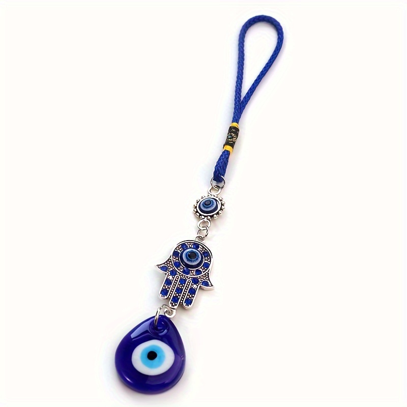 Blue Eye Pendant, Car Rearview Mirror Charm Evil Eye Blue Eye Rhinestone Decorative Pendant Universal