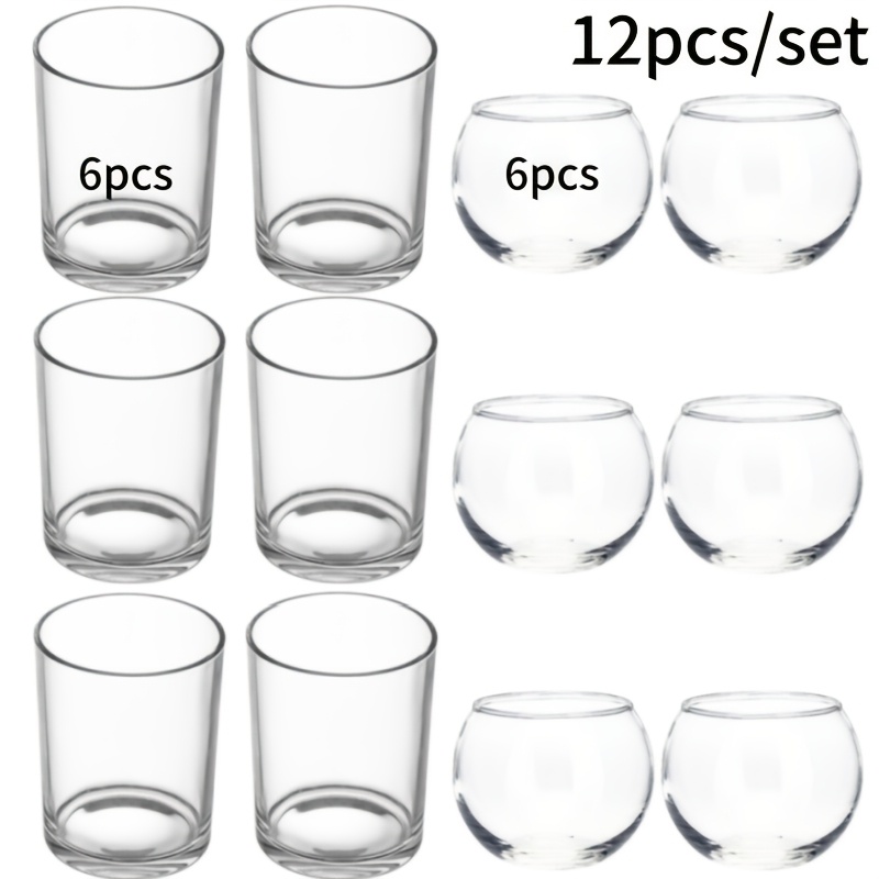 TEMU 12pcs Transparent Glass Candlesticks Suitable For Weddings, Christmas, Halloween, Thanksgiving - 6 Straight & Table Holders With Polished, Glass
