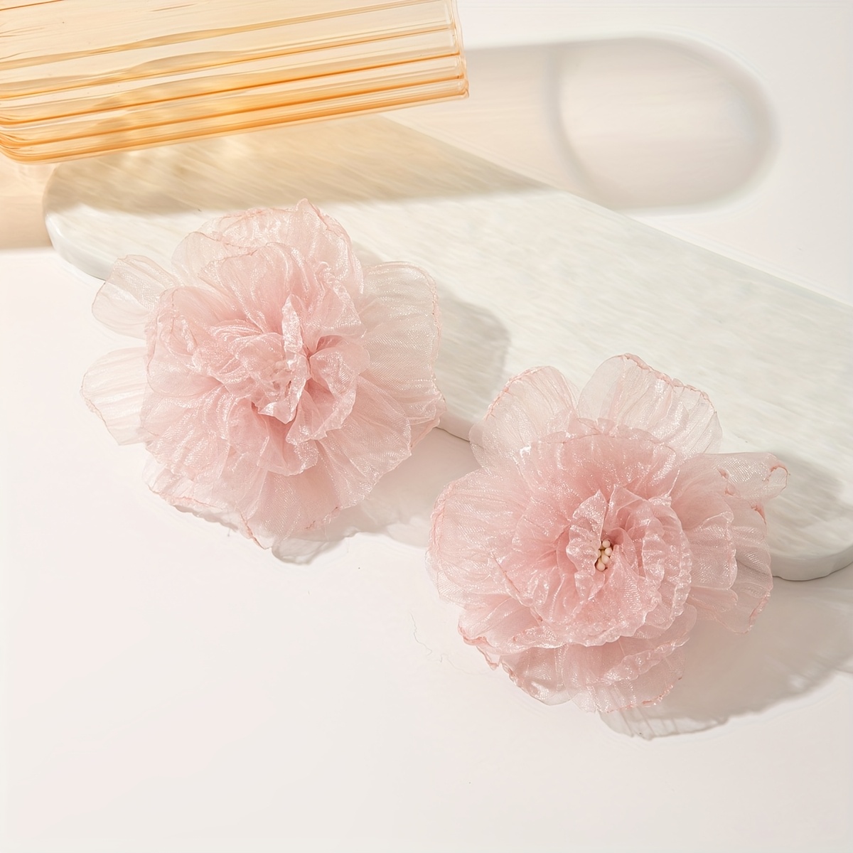 TEMU 2 stuks Modieuze en Elegante Organza Bloem Accessoires voor Vakantie of Casual Kleding