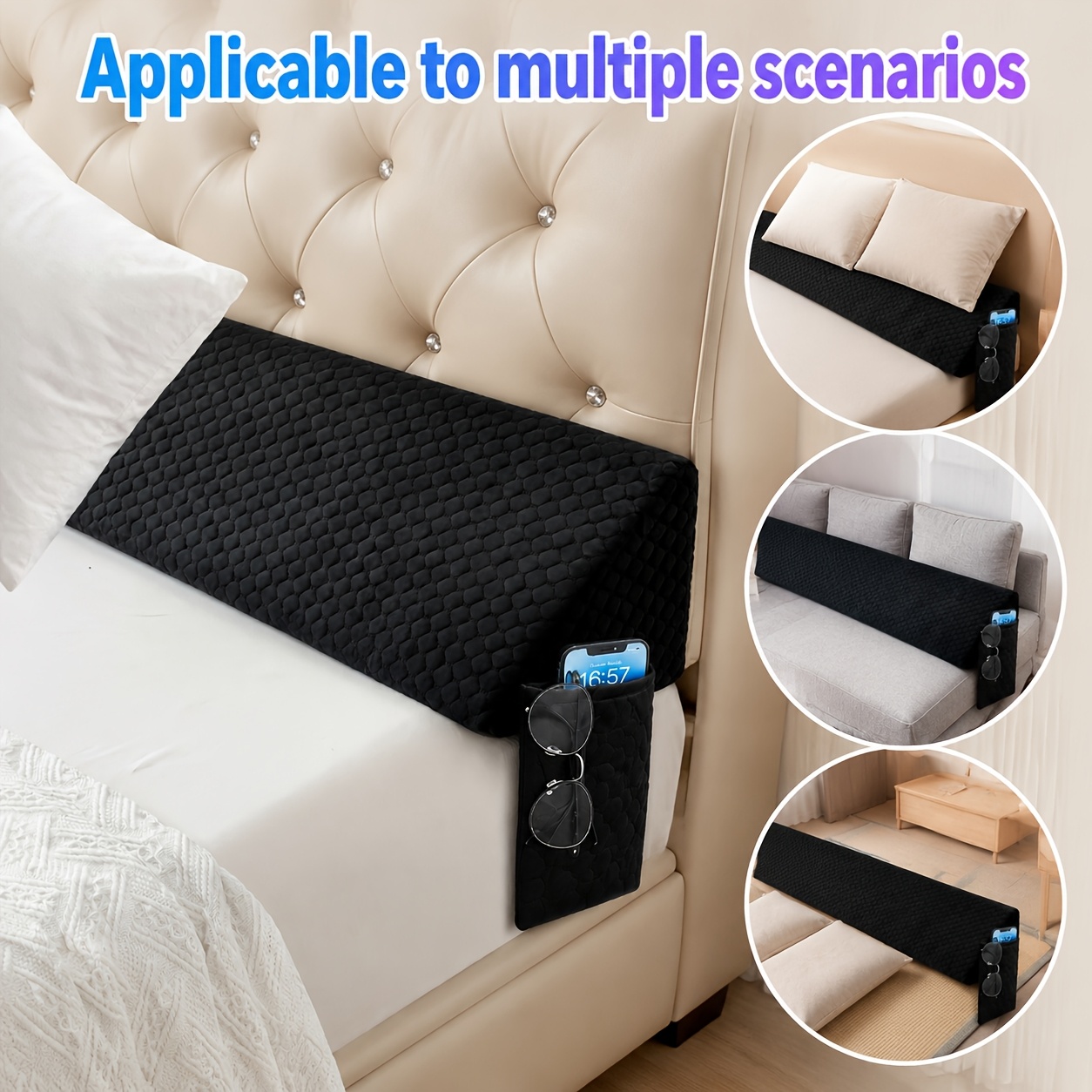 TEMU Bed Wedge Pillow - Bed Filler Mattress Wedge Headboard Pillow Close The 0-7" Between Your Headboard And Mattress Or Wall For Sleeping Backrest Pillow