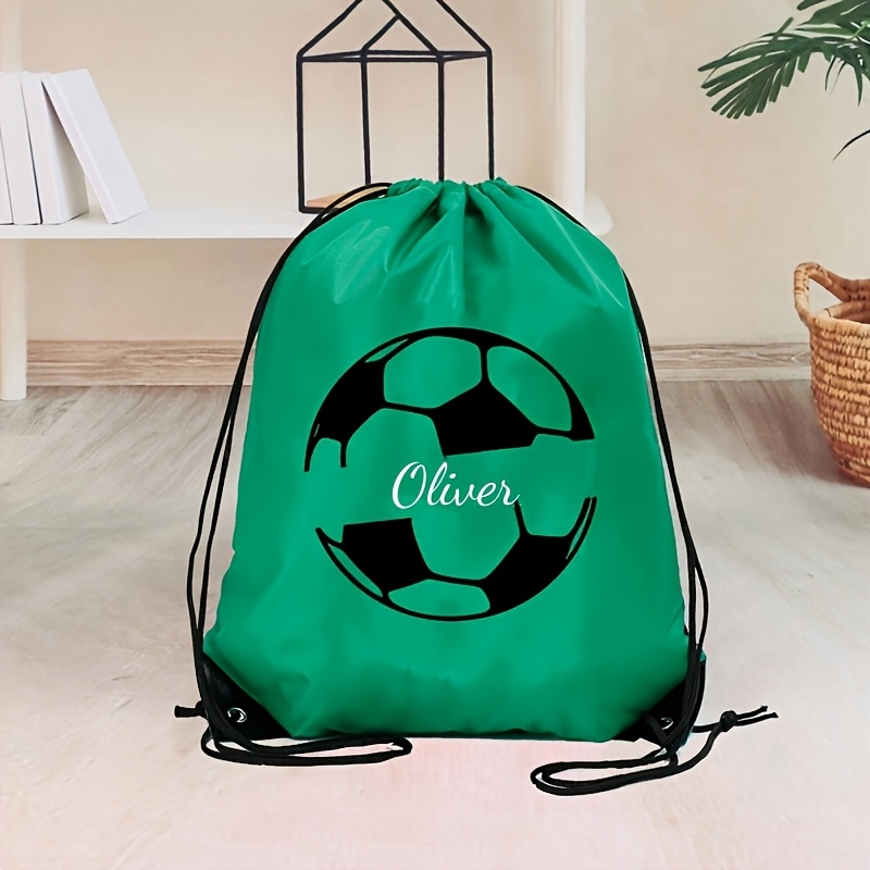 TEMU A Customizable And Unique Personality Football Printed Leisure Bag, Gym Bag Sports Bag Lightweight And Foldable, Solid Color Drawstring Bag,