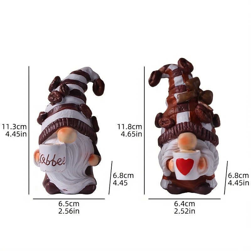 Image of A Pair Of Coffee Drinking Elf Dwarf Statue Ornaments, Made Of Resin Material, Suitable For Decorating Study Rooms, Bedrooms, And Living Rooms