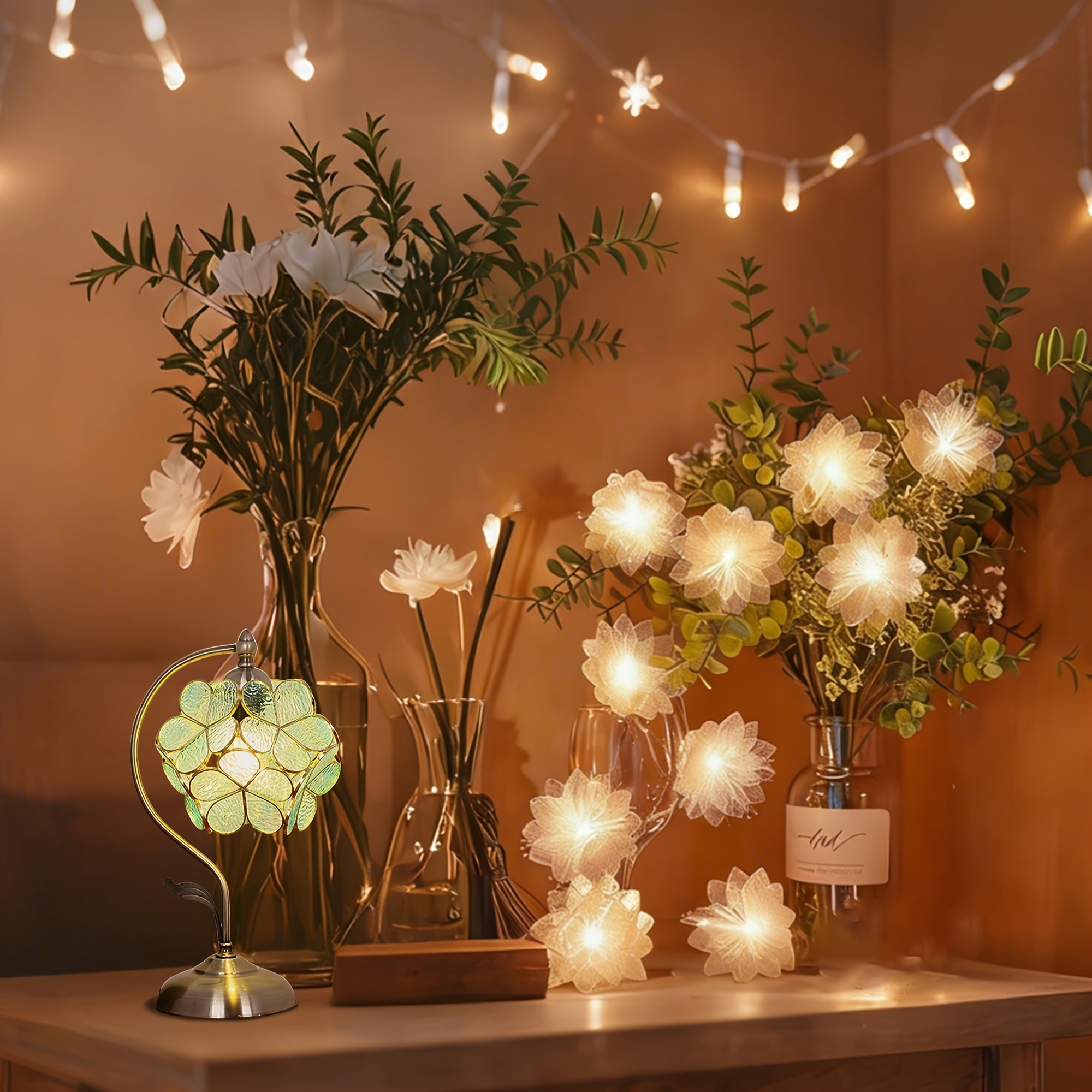TEMU A Romantic Led Fiber Optic Fairy Light String, Battery-operated Garland, Perfect For Festive Decorations, Parties, Wedding Decor, Artificial