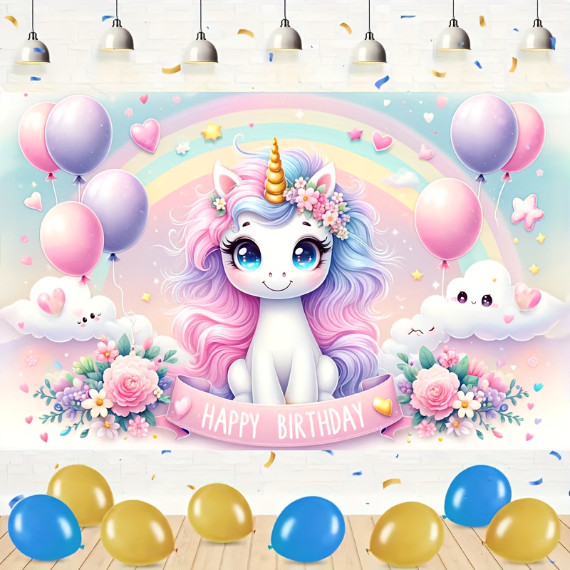 

Unicorn Backdrop, 70.8x43.3 - Polyester, No Needed, For & Magical Decor