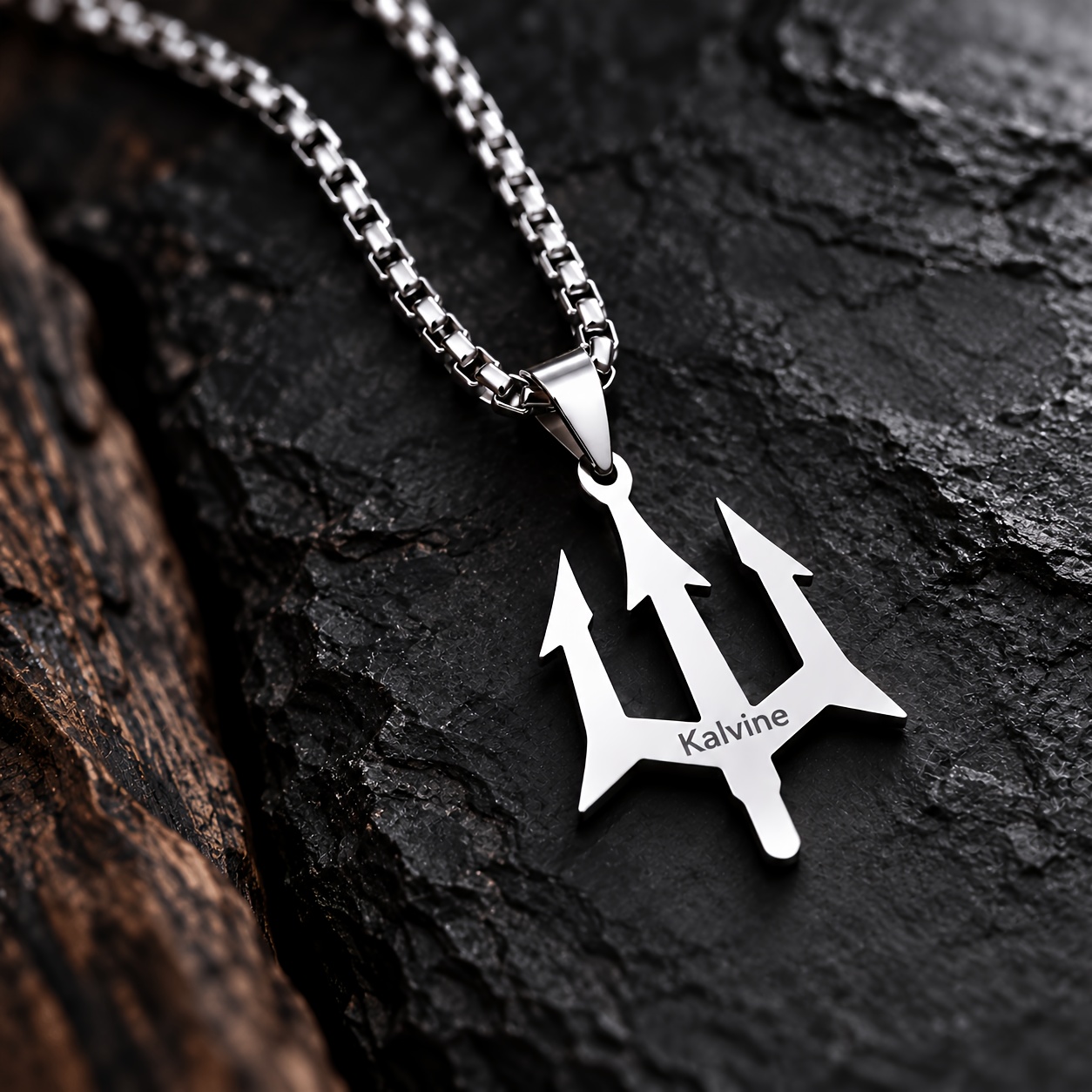 Personalized Custom Trident Pendant Necklace, Unique Gift