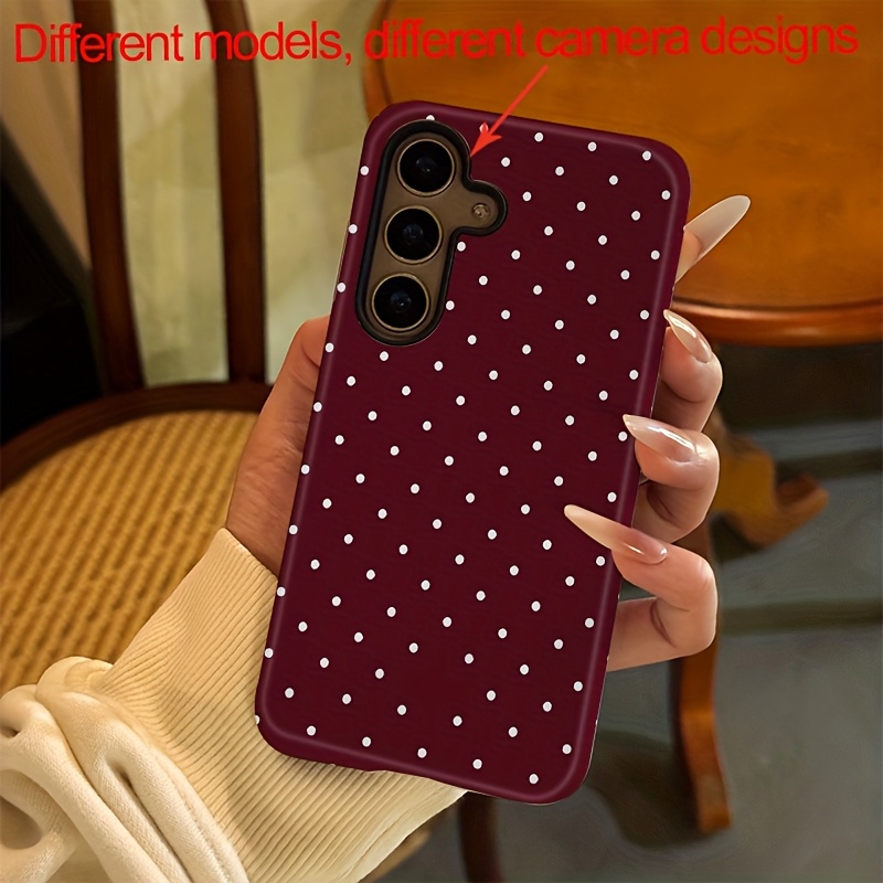 TEMU Polka Dot Pattern Double-layer Protective Mobile Phone Case - Sturdy, Durable And Shockproof, Suitable For S25 S24 S23 S22 S21 S20 Fe Edge A56