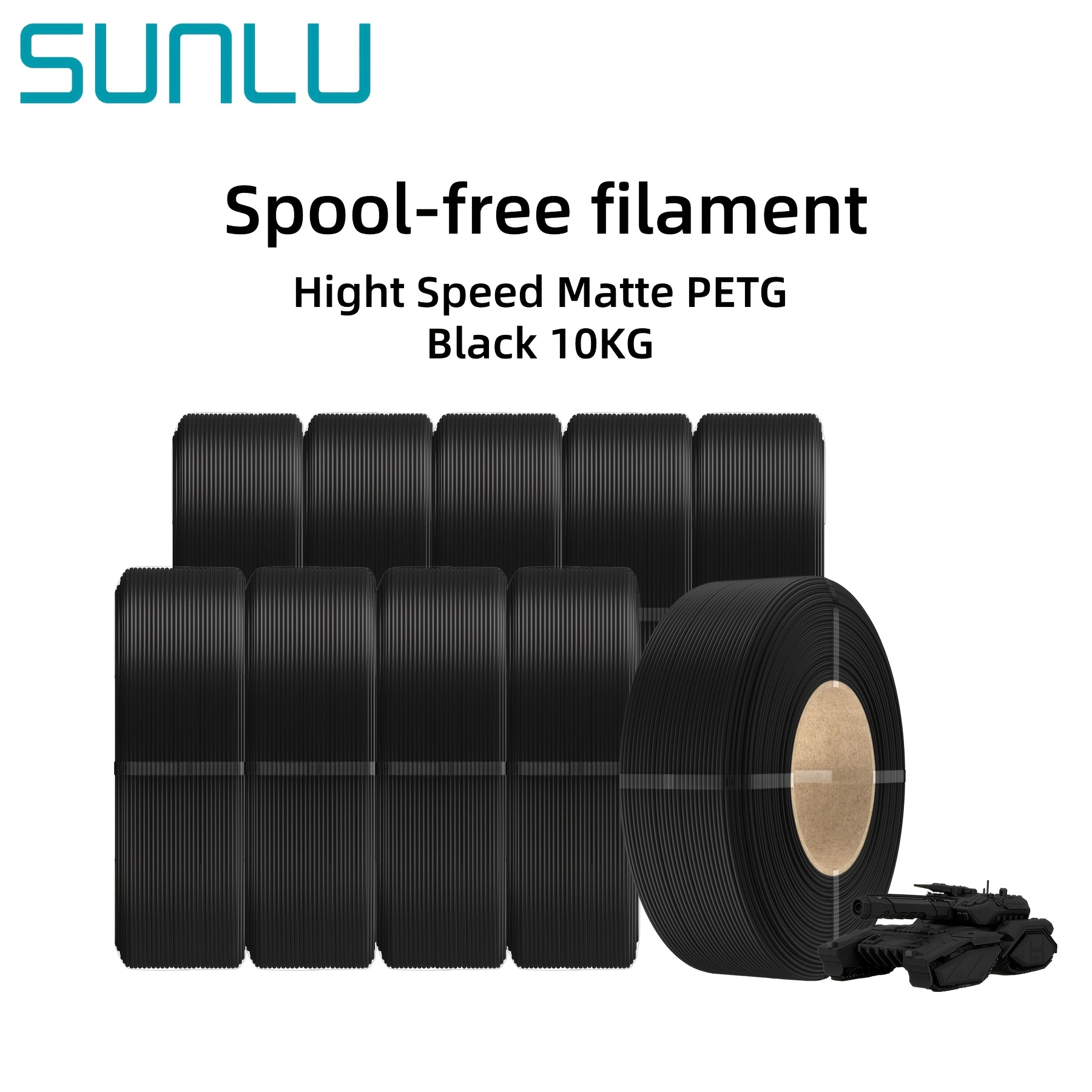 Image of Sunlu Matte Petg 3d Printer Filament 1.75mm, No Spool Refill Filament 10kg, Low Matte End, Compatible With Most Fdm 3d Printers