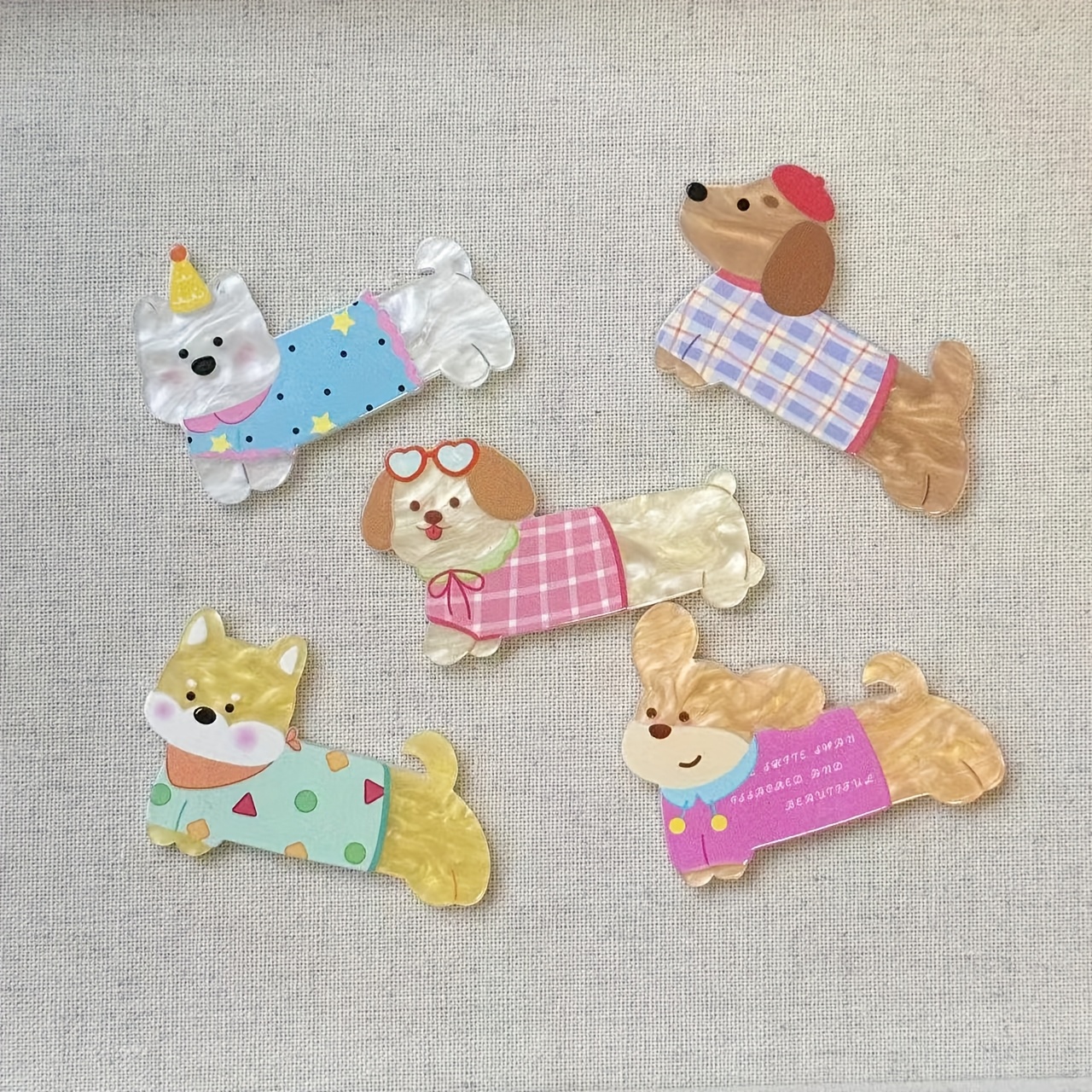 Image of 5pcs/set, Jumping Dog Hair Clip, Sweet Women's Side Clip, Cute Cartoon Dog Hairpin, Suitable For Party And Daily Wear Hair Additions