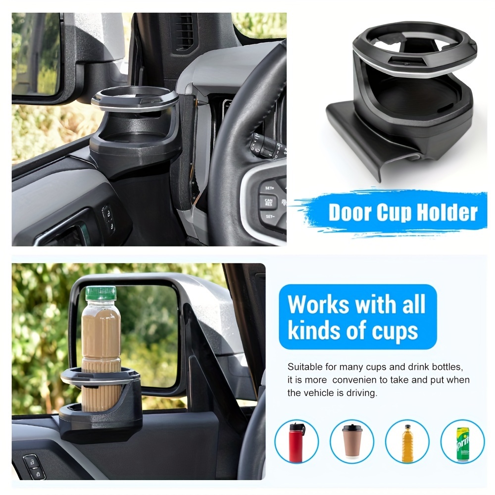 

For Jeep Jk 2007-2017 Abs Door & Window Multi-sized Cup Holder - Durable, Versatile Beverage Carrier For Vehicle