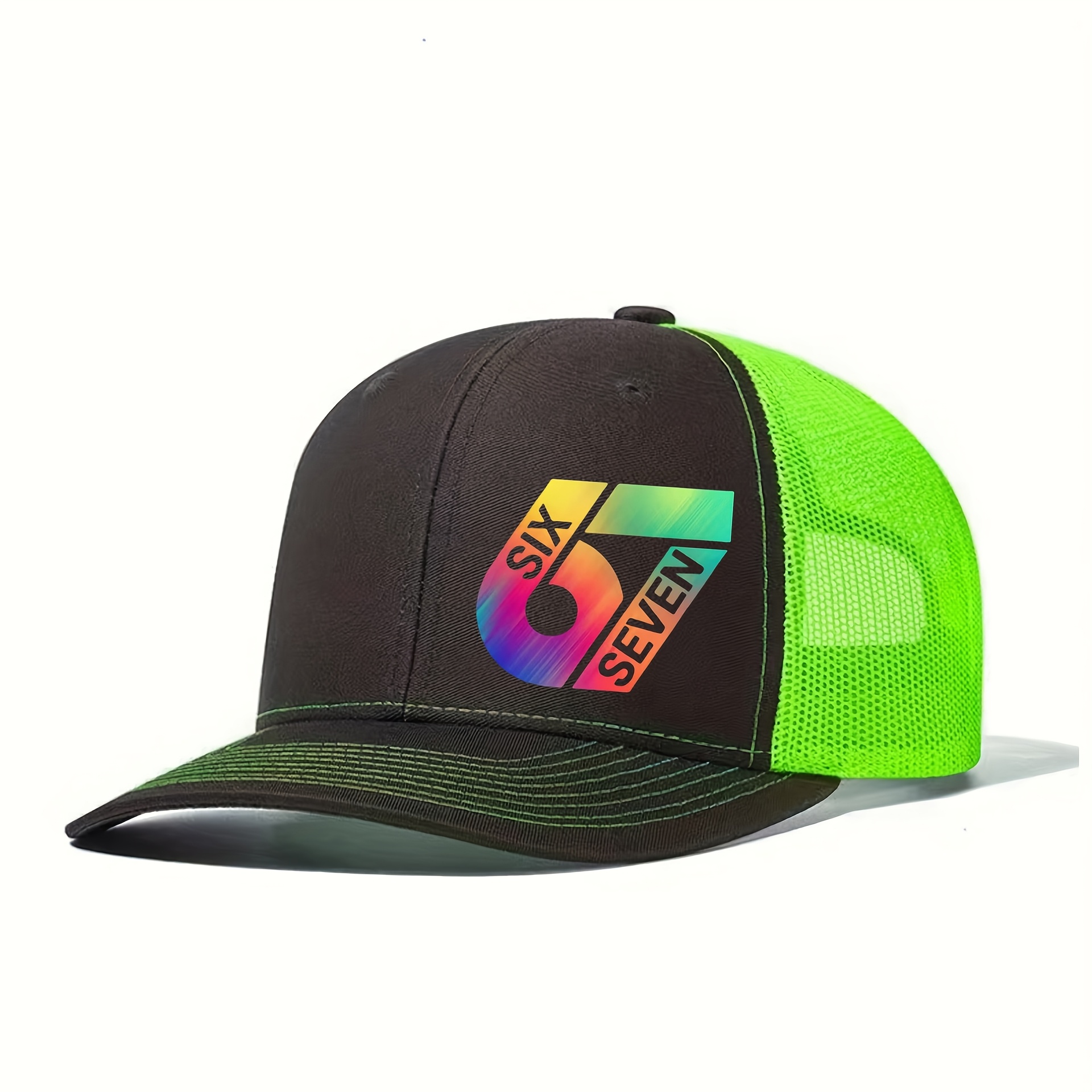 TEMU Cappello da Baseball Unisex Sportivo Outdoor con Stampa a 67 Cifre Colorata, Visiera a Sei Pannelli in Mesh, Stile Trucker