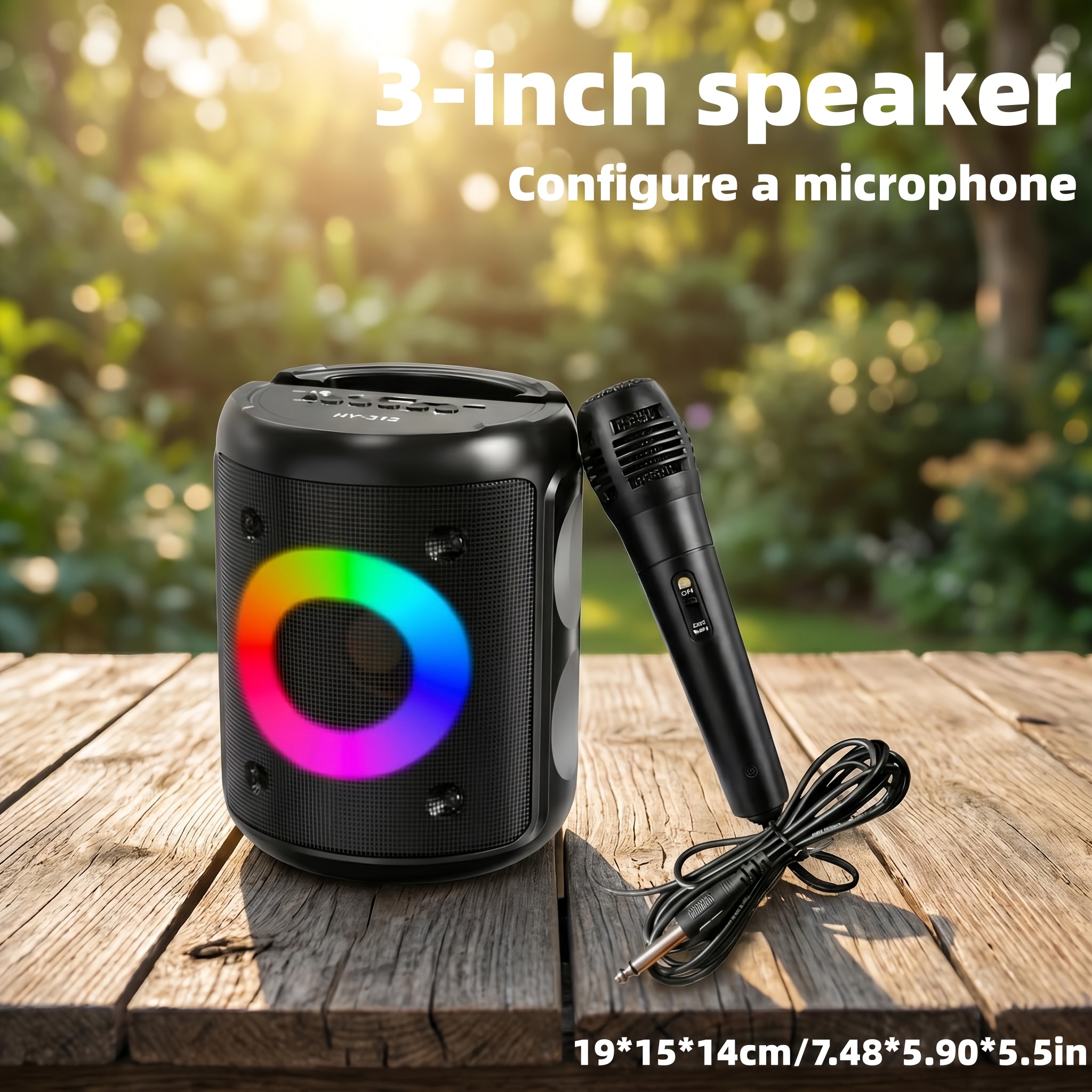 TEMU Hy-3317 Wireless Speaker With Microphone, Large Speaker, Portable Speaker, Subwoofer, Outdoor Wireless Speaker, For Party Disco Lights, Tws, Tf,