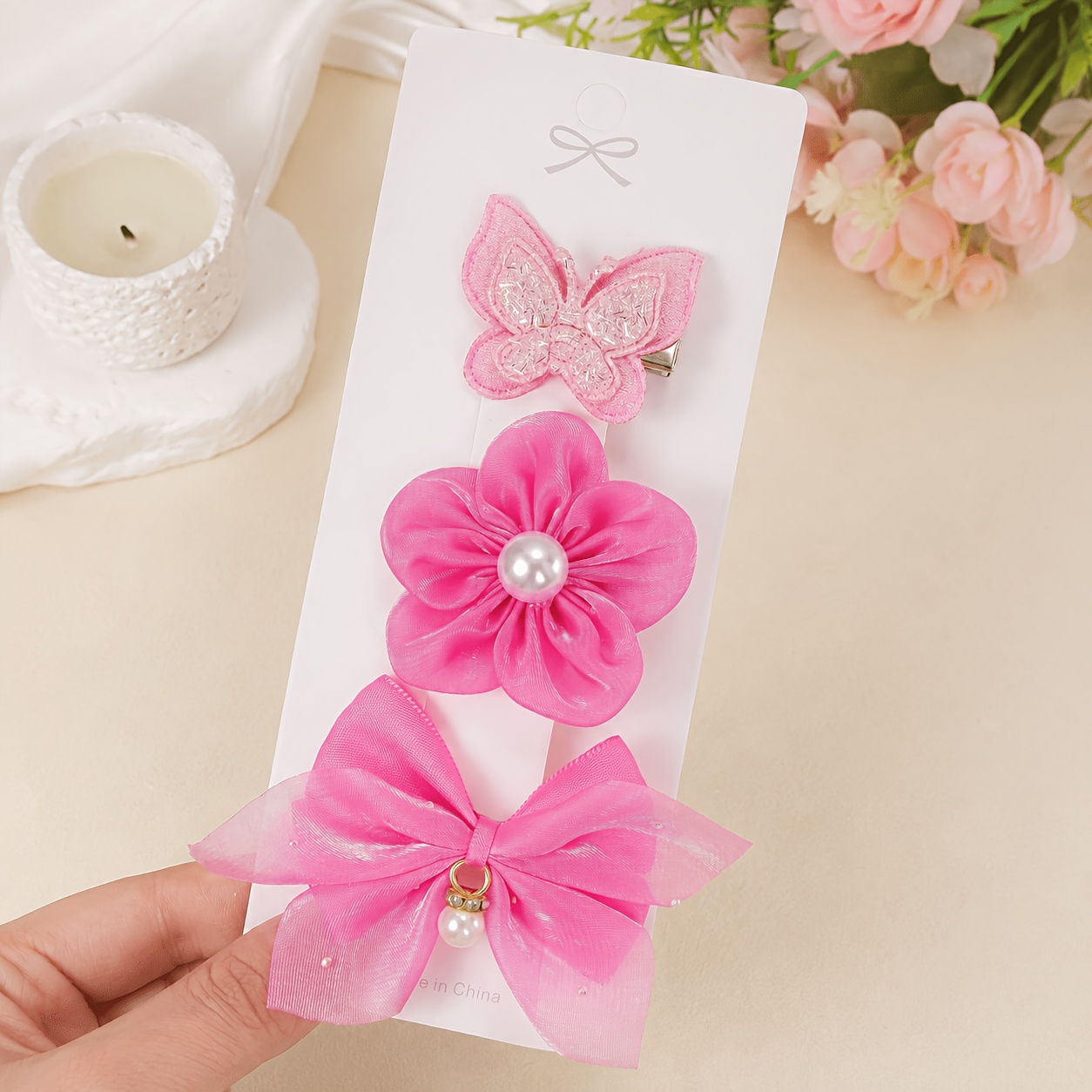 917pcs Pink Kawaii Hair Accessories Set