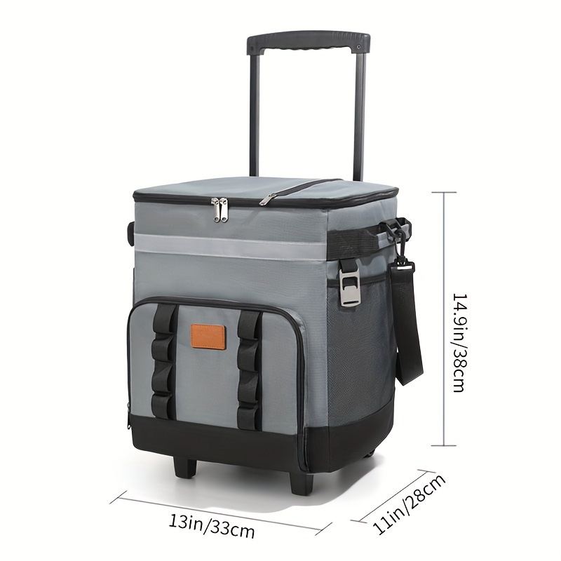 35L Large Insulated Cooler Bag with Pull Rod, Durable Polyester
