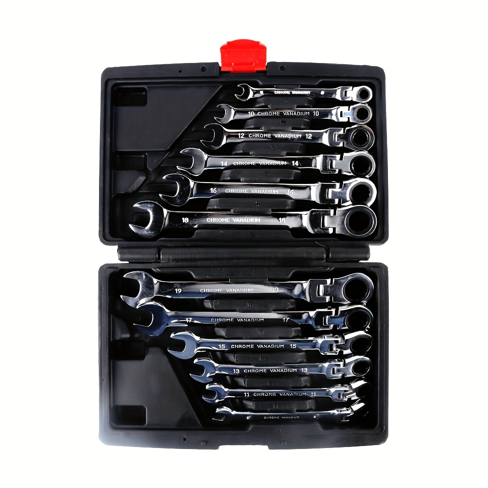12pcs Ratchet Wrench Set 8-19mm Metric Combination Ratchet Wrench Car And Mechanic Hand Tool Set Chrome Vanadium Steel