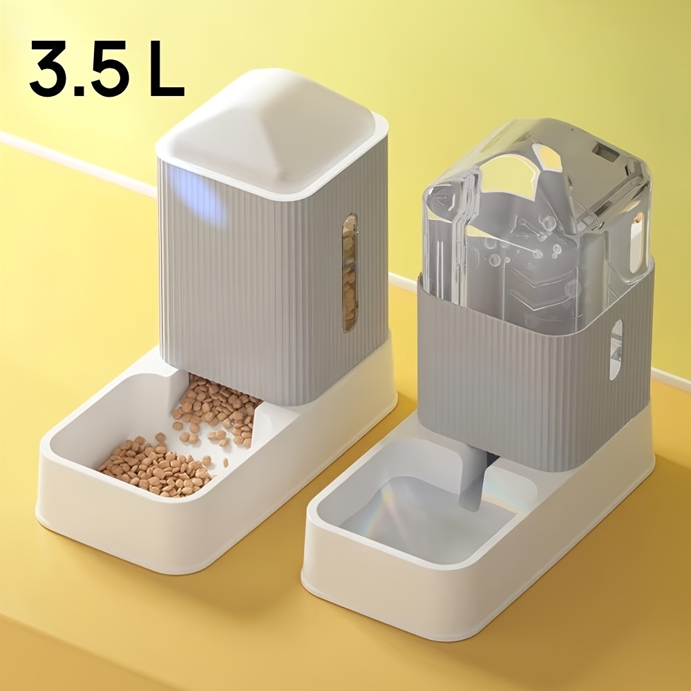 TEMU 3.5l Automatic Dog/cat Feeder And Water Dispenser Combo | Gravity Pet Food Dispenser With Removable Stainless Steel Bowls, No Battery Needed, Ideal For Dry Food - Perfect Gift For Owners