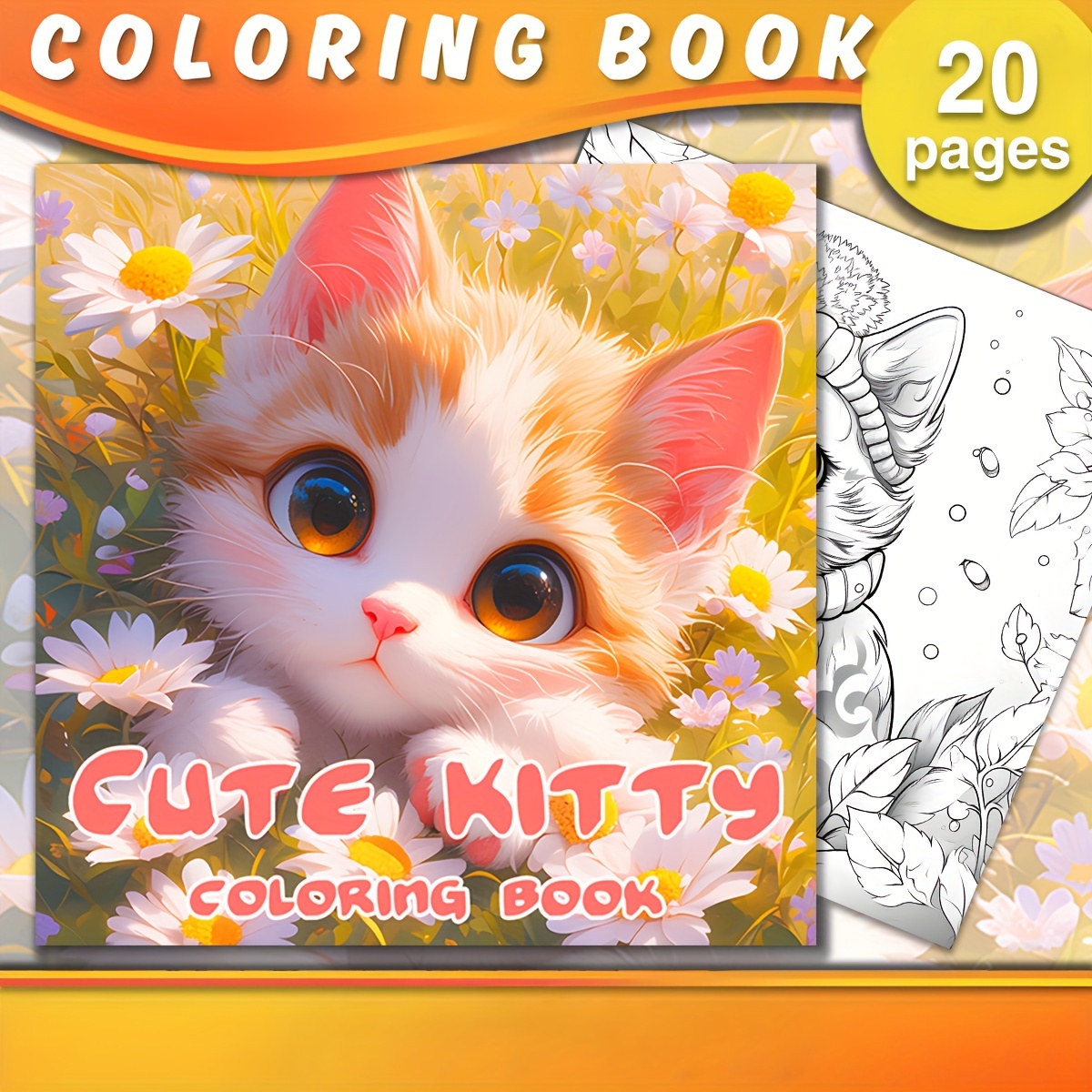 Deluxe Cat Coloring Book Adults Square 20 Thick Pages - Temu