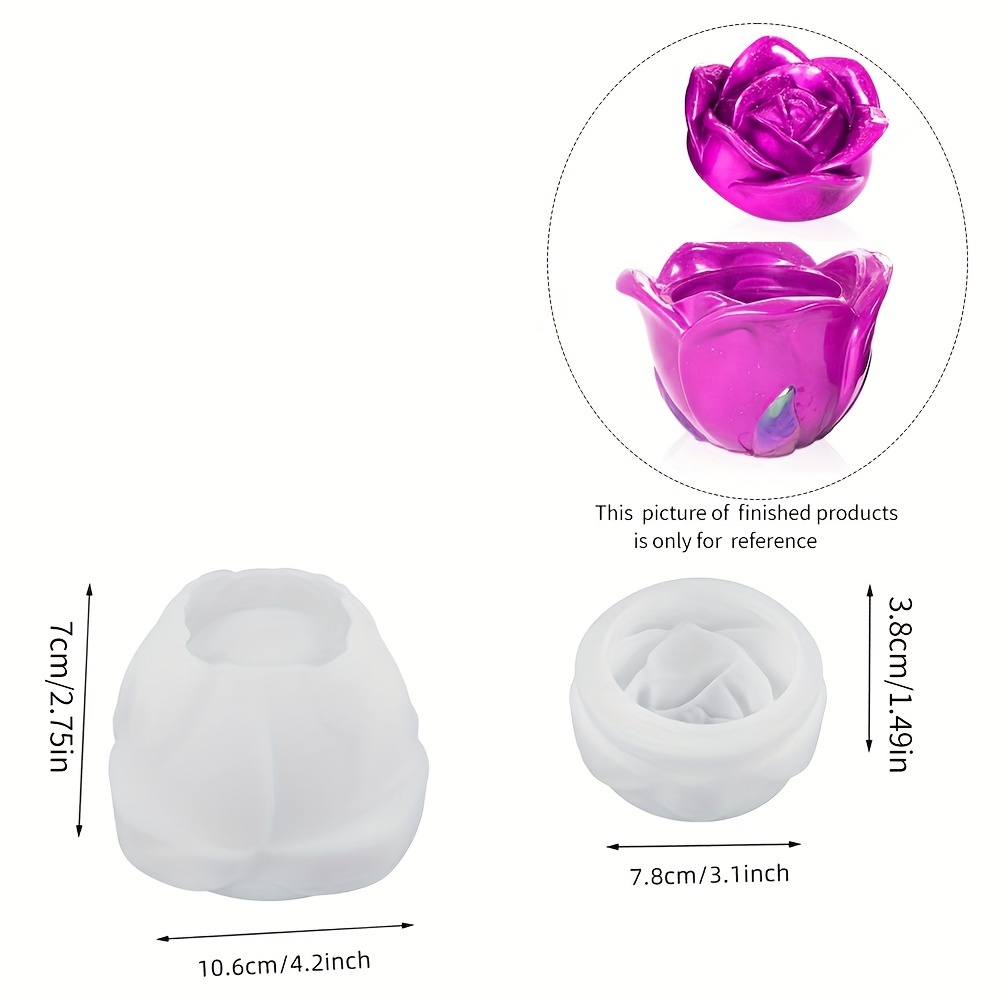 Image of 2pcs/set Rose Shape Jar Silicone Molds, Jar Resin Moulds With Lid, Epoxy Resin Plaster Cement Molds For Storage Box, Candle Holder, Candy Container, Home Decor