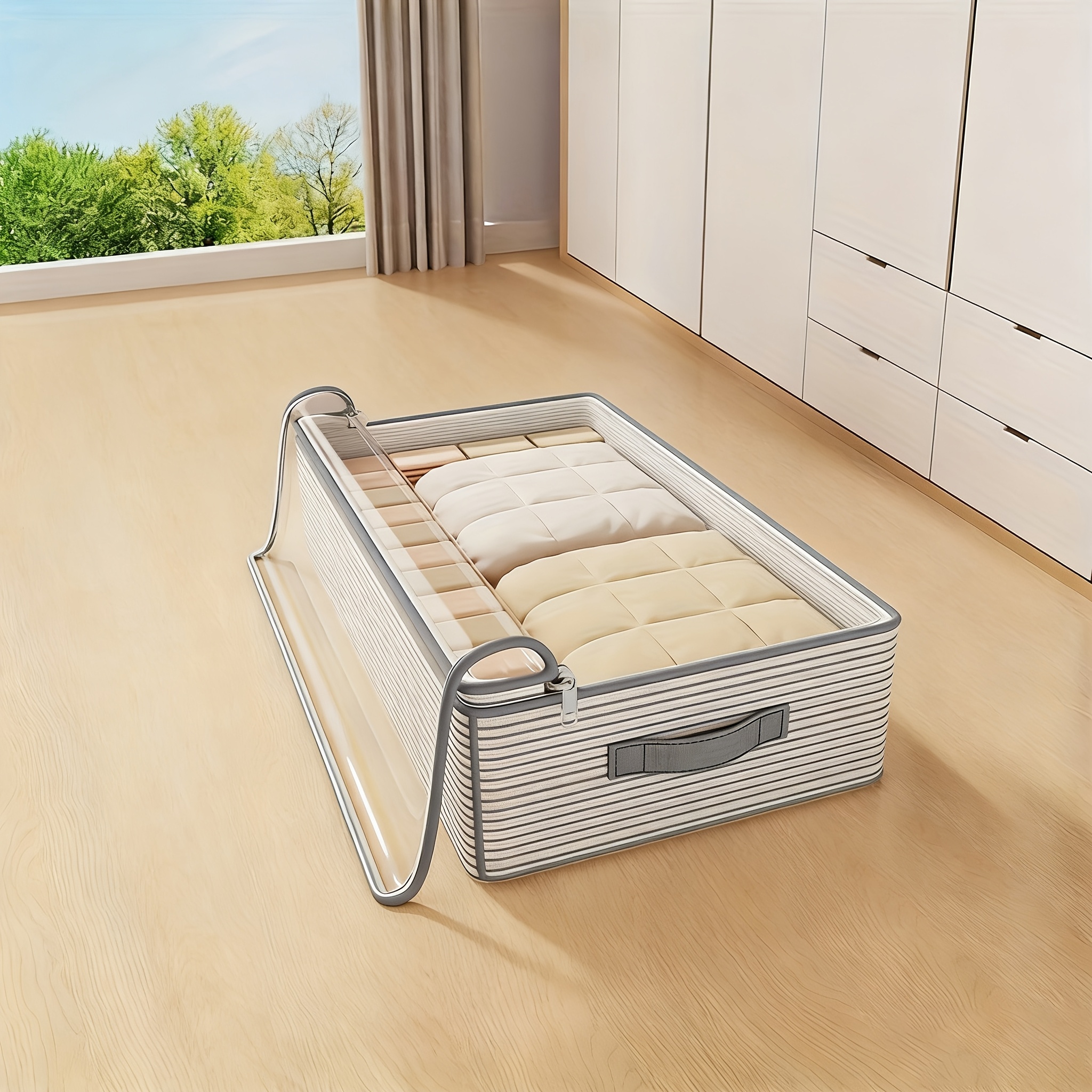 large storage organizer bag heavy duty non woven material with clear window multi layer clothing storage box suitable for closet under bed   saving vertical storage for womens fashion bedroom home elegant  