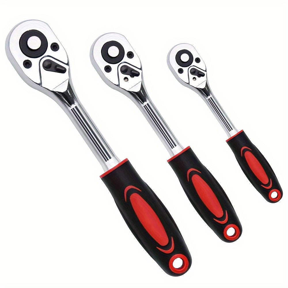 TEMU Set Of 3 Ratchet Wrenches Featuring 14 38 And 12 Drive Ratchet Socket Wrenches With release Reversible 24tooth Drive