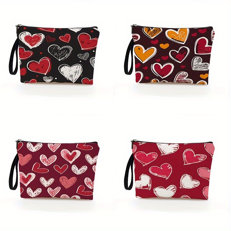 TEMU 4pcs Women's Cute Makeup Bags - Capacity Travel Cosmetic With Zipper Closure, Polyester Multicolor Pouch Suitable For Daily Use & Holiday Gifts (4 Styles)