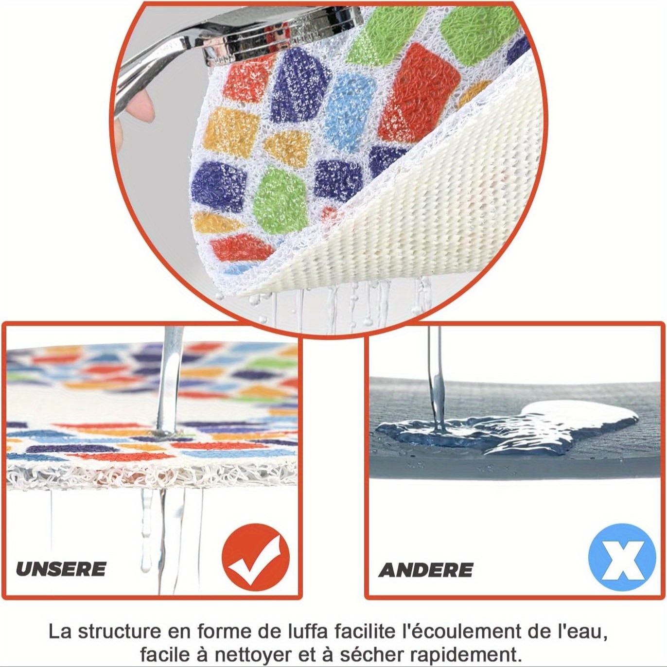 non slip shower mat with drain holes quick dry bath anti slip bathroom floor mat soft cushioned pvc bath mat for shower bathtub kitchen easy clean bathroom safety mat   elderly care Product details 6