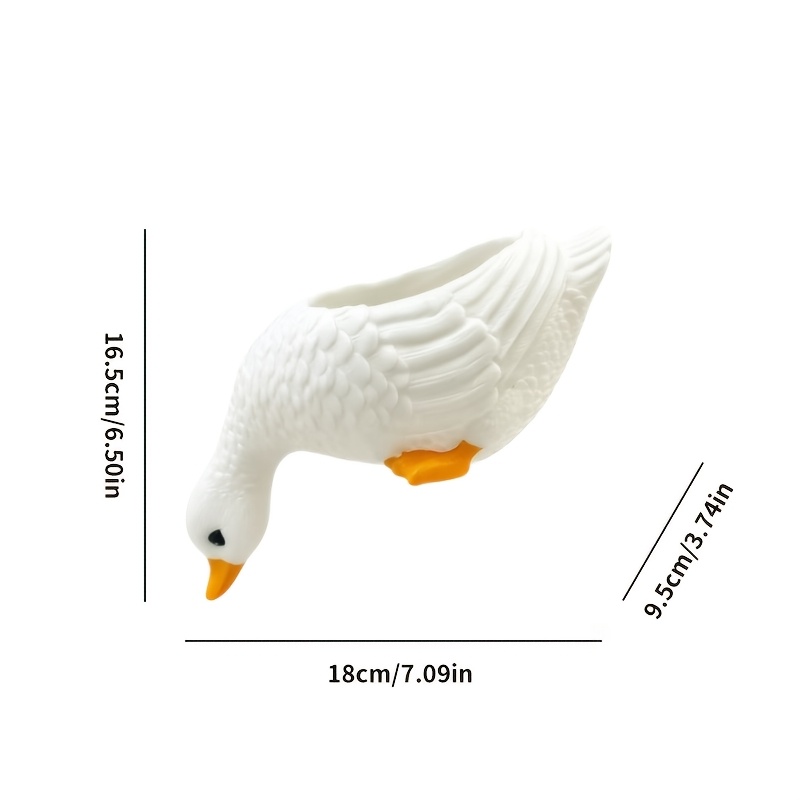 TEMU Pot de fleur de canard pour intérieur/extérieur, pot de fleur en PVC vinyle peint avec dessus de canard, base pour la stabilité, pour herbes,
