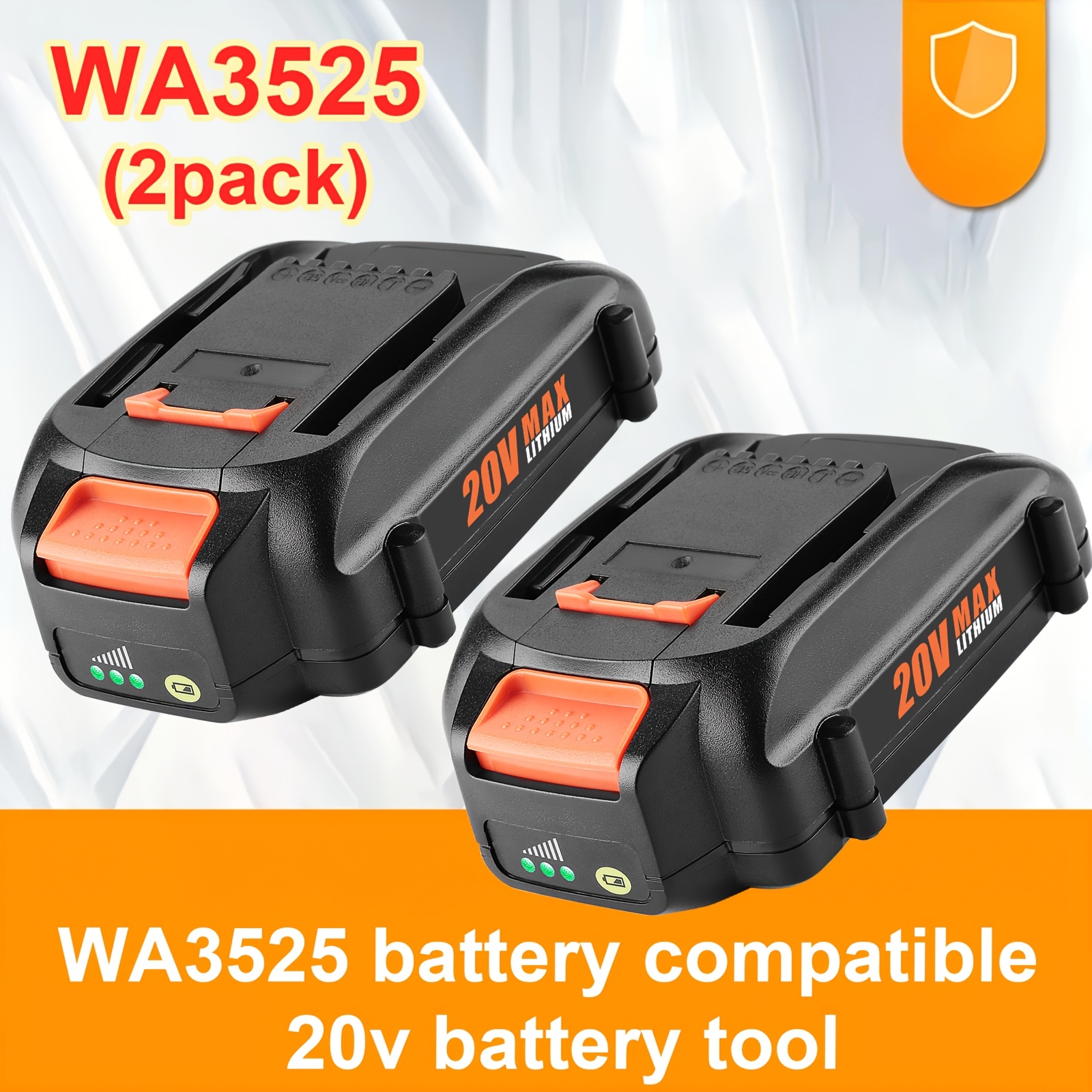 TEMU 2 Pack Replacement For 20v Battery, Compatible With For 20v Wa3520 Wa3525 Wa3575 Wg151s Wg155s Wg251 Wg251s Wg255s Wg540s Wg545s Wg89 Wg890