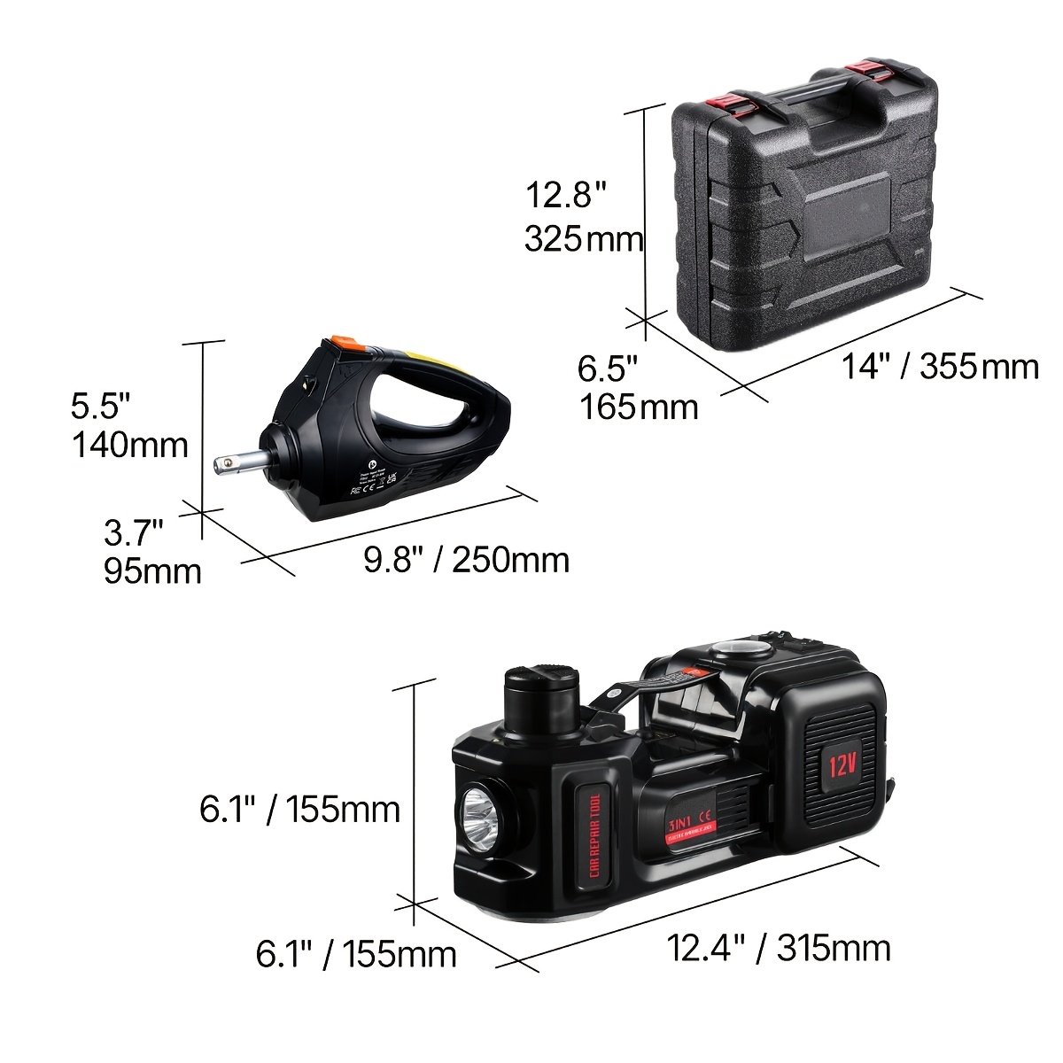 TEMU Happybuy 5-/11000 Lbs Powered Automobile Jack, Integrated Inflator Electric Scissor Jack, 12v Tyre Changing Tool With Electric Torque Wrench & Illuminated Led, Compact For Sedan, Suv