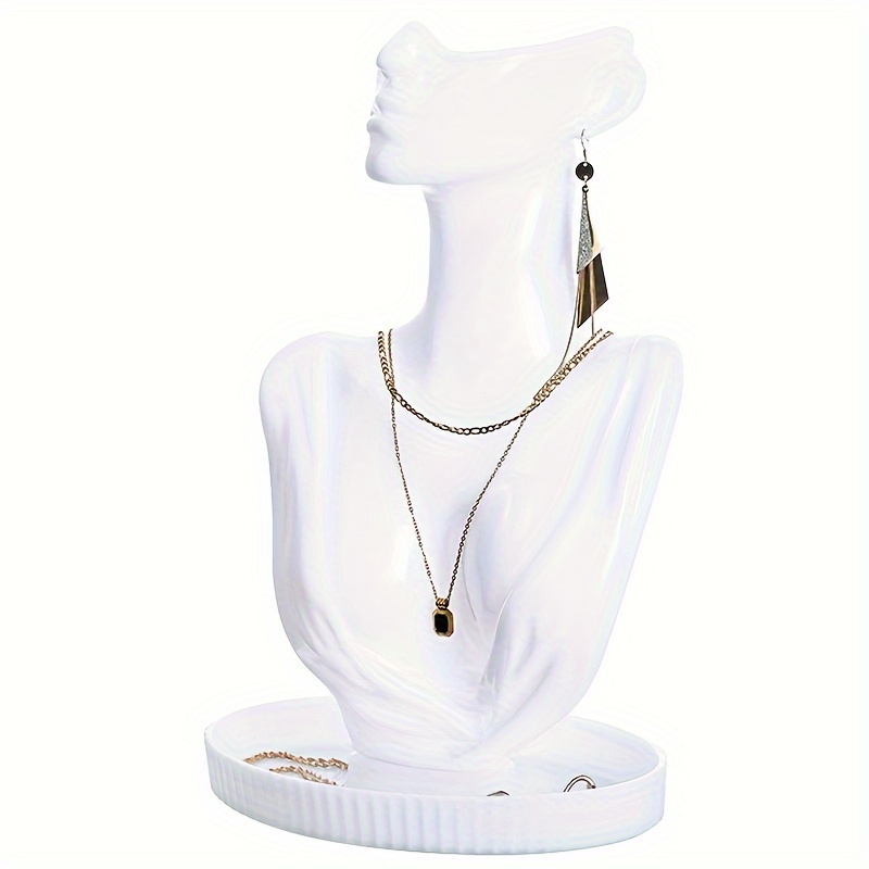 TEMU Elegant Jewelry Display Mannequins: Black, White, And - Pc Material - Organizing And Showcasing Necklaces, Earrings, And Pendants