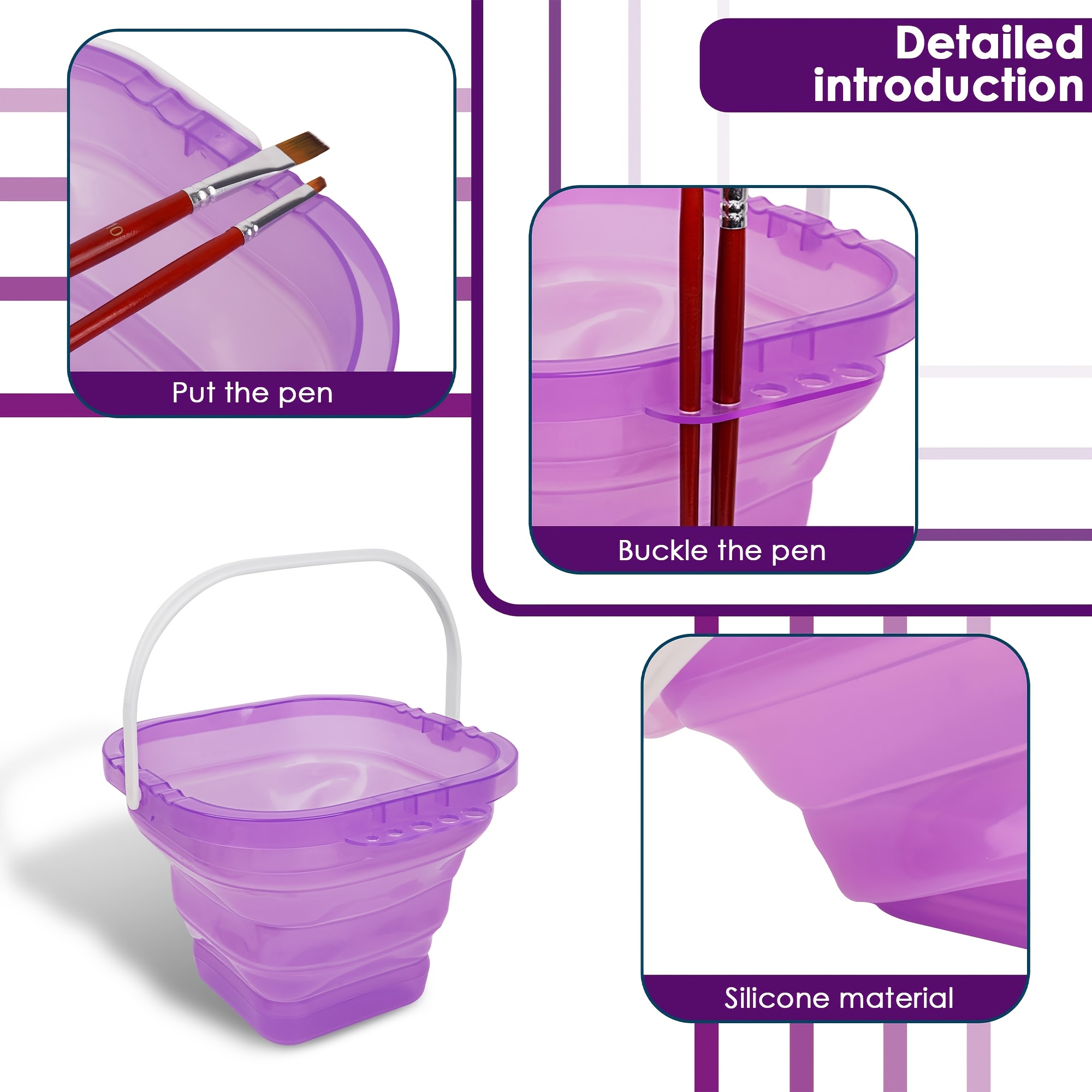 2 pack collapsible washing bucket foldable portable brush wash tub lightweight suitable for artists hobbyists outdoor sketching painting space saving Product details 3