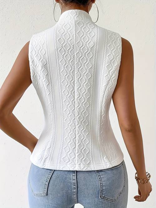 womens elegant solid color jacquard suit vest jacket open collar machine washable versatile for casual formal outfits design