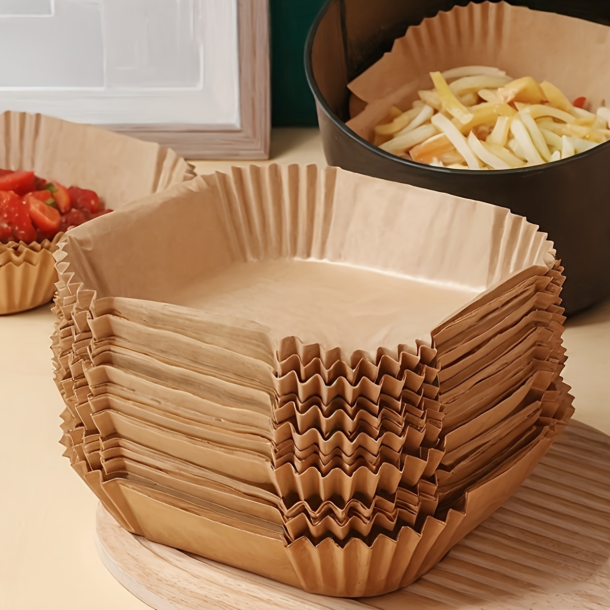 52 102pcs non stick air fryer gasket disposable baking paper pads oil water resistant heat resistant easy   for christmas easter mothers day holiday gifts festive cooking easy clean material Product details 1