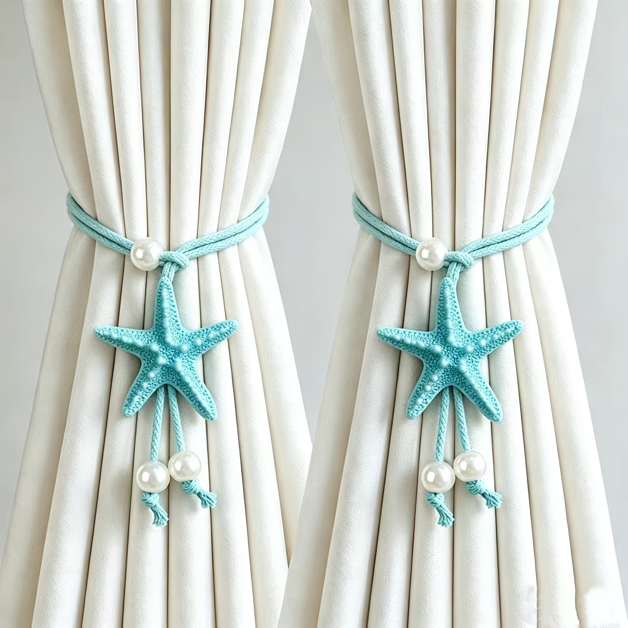 TEMU 2pcs Attaches de rideau d'étoile de mer et de , attaches polyvalentes sur le thème de l'océan, magnifiques décorations pour au bord de