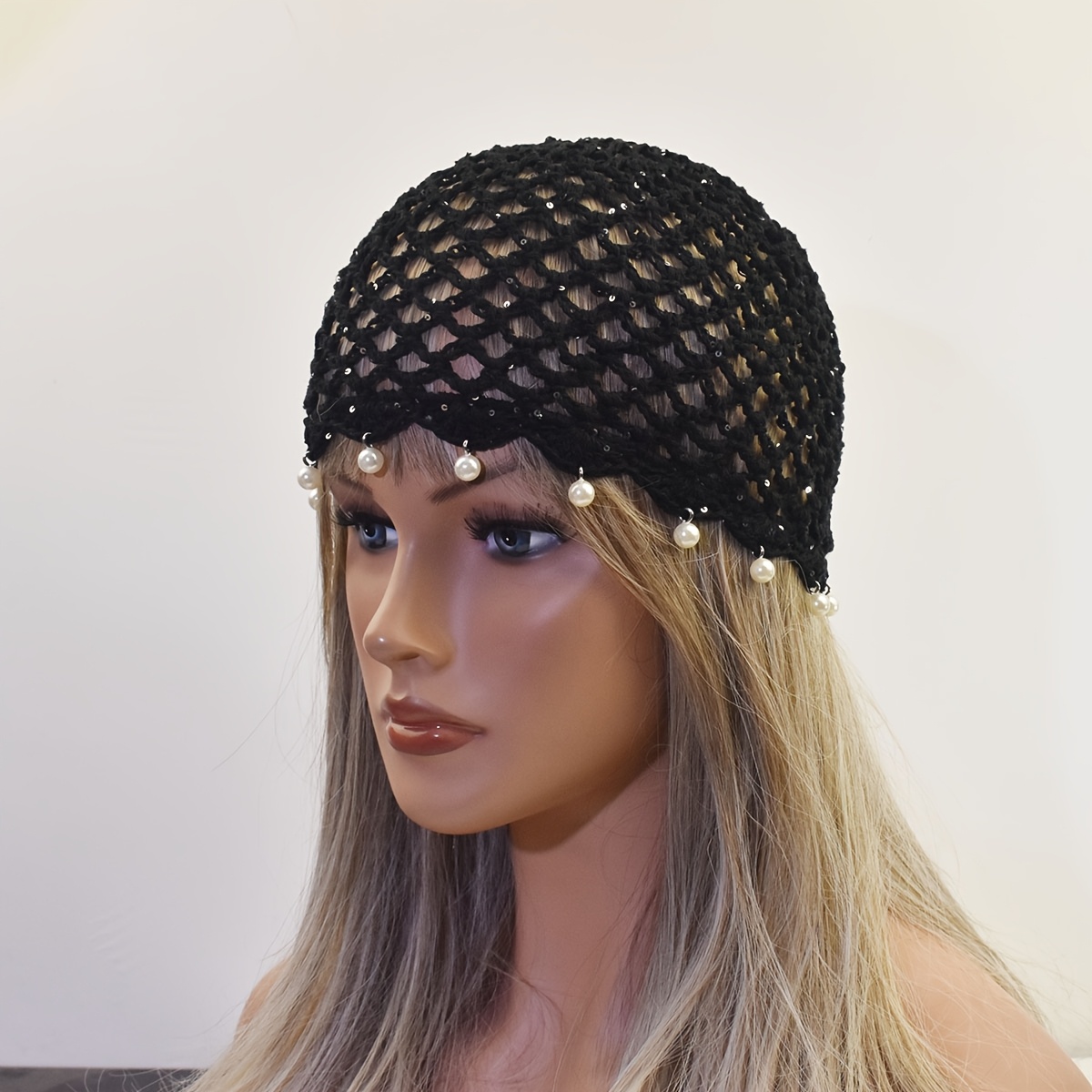 TEMU Bonnet Bonnette Extensible pour Femme - Respirant en Ajourée Bord, Élastique Adapté à Tous Types de Cheveux, Multicolore Adapté pour