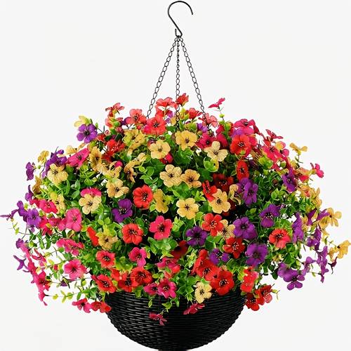 juego de cestas colgantes artificiales | flores de eucalipto de y artificial en negra para decoración de exterior, jardín, , patio, hogar, decoraciones sin para y