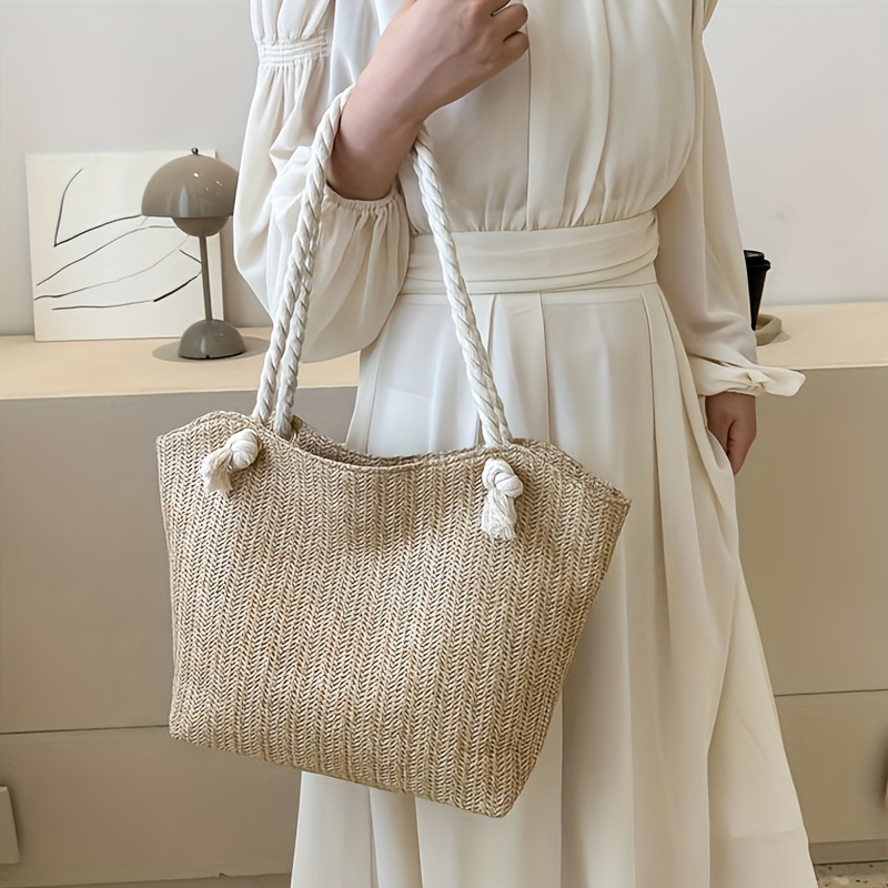 

Summer Fashion Woven Bag Simple Casual Underarm Bag Women's All-in-one Large Capacity Single Shoulder Bag