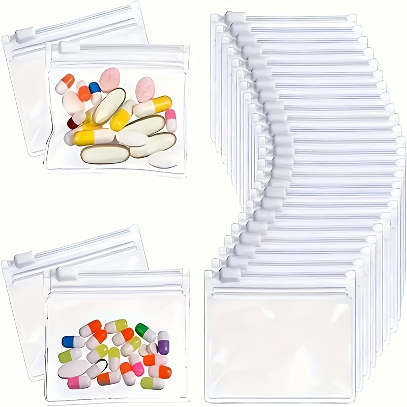 TEMU 30pcs Reusable Medicine Bag Set - Self-sealing, Water-resistant, And Portable Storage Zipper Closure For Travel And Daily Organization - Ideal