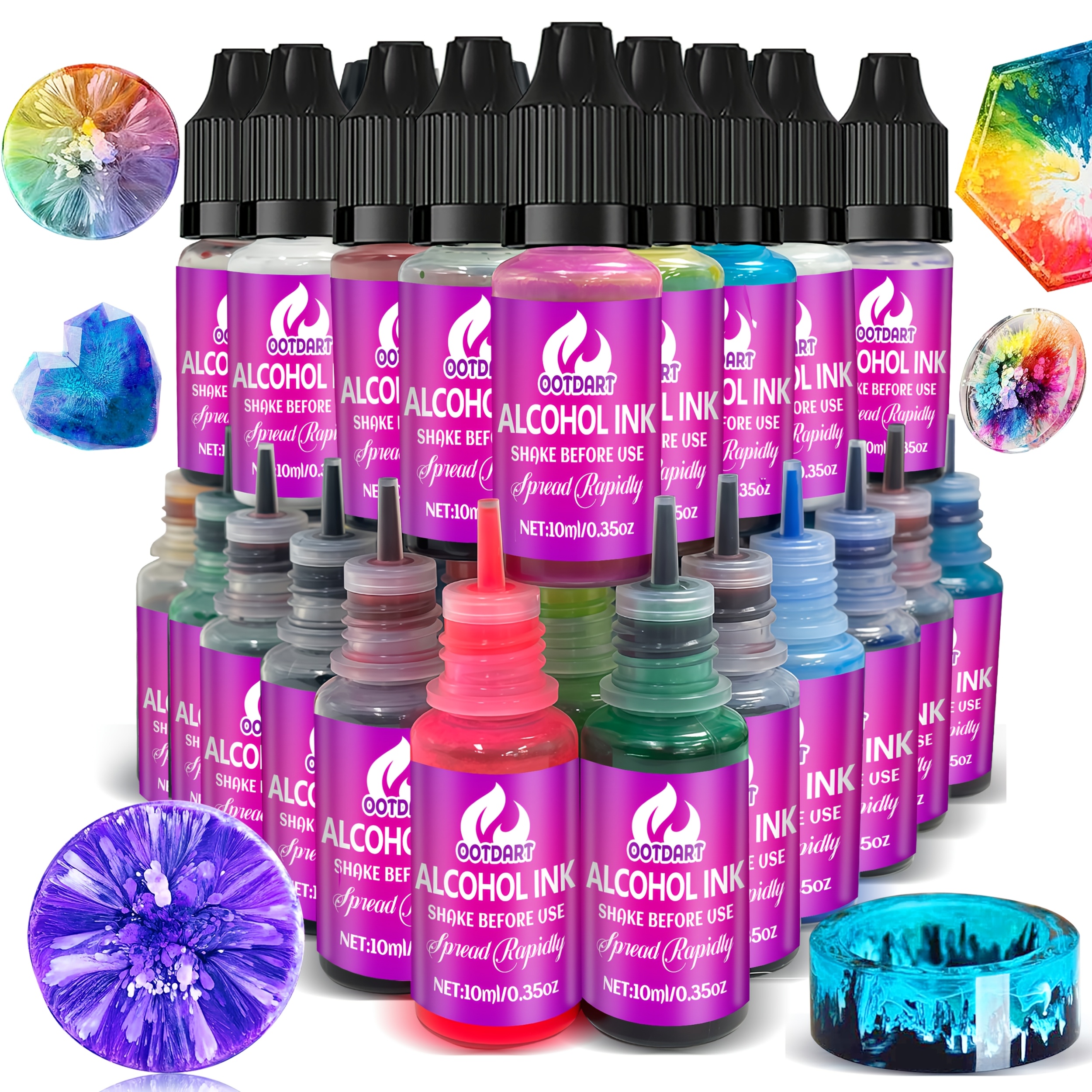   conjunto de tinta de álcool de 26 cores, -nova   melhorada-   saturada, secagem rápida, tinta permanente, adequada para resina epóxi,   de joias,  , pintura    , vidro, metal,  .
