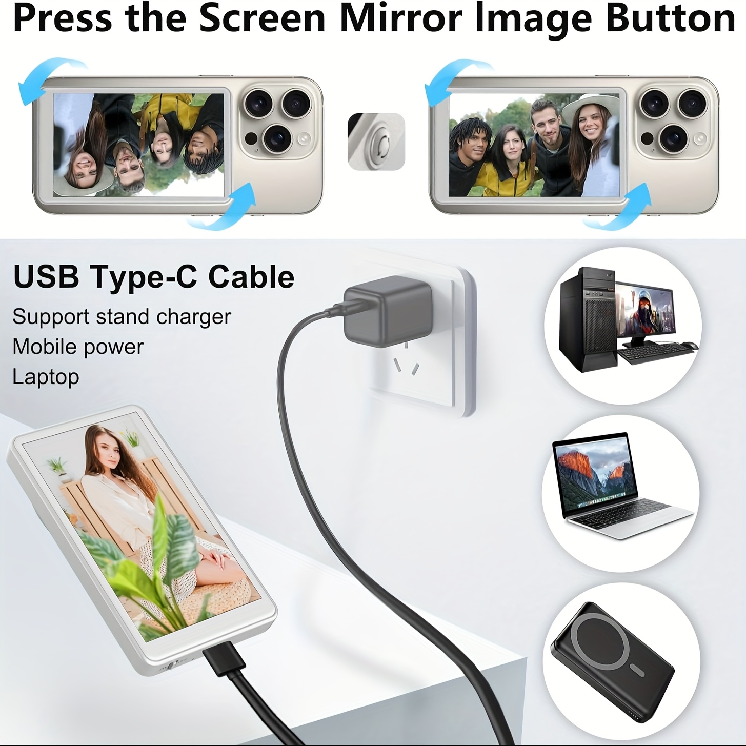Monitor Selfie Per Telefono 4K Cablato + 1080P Wireless – Schermo Per Vlog E TikTok, Con Telecomando Bluetooth E Supporto Flessibile - copertina