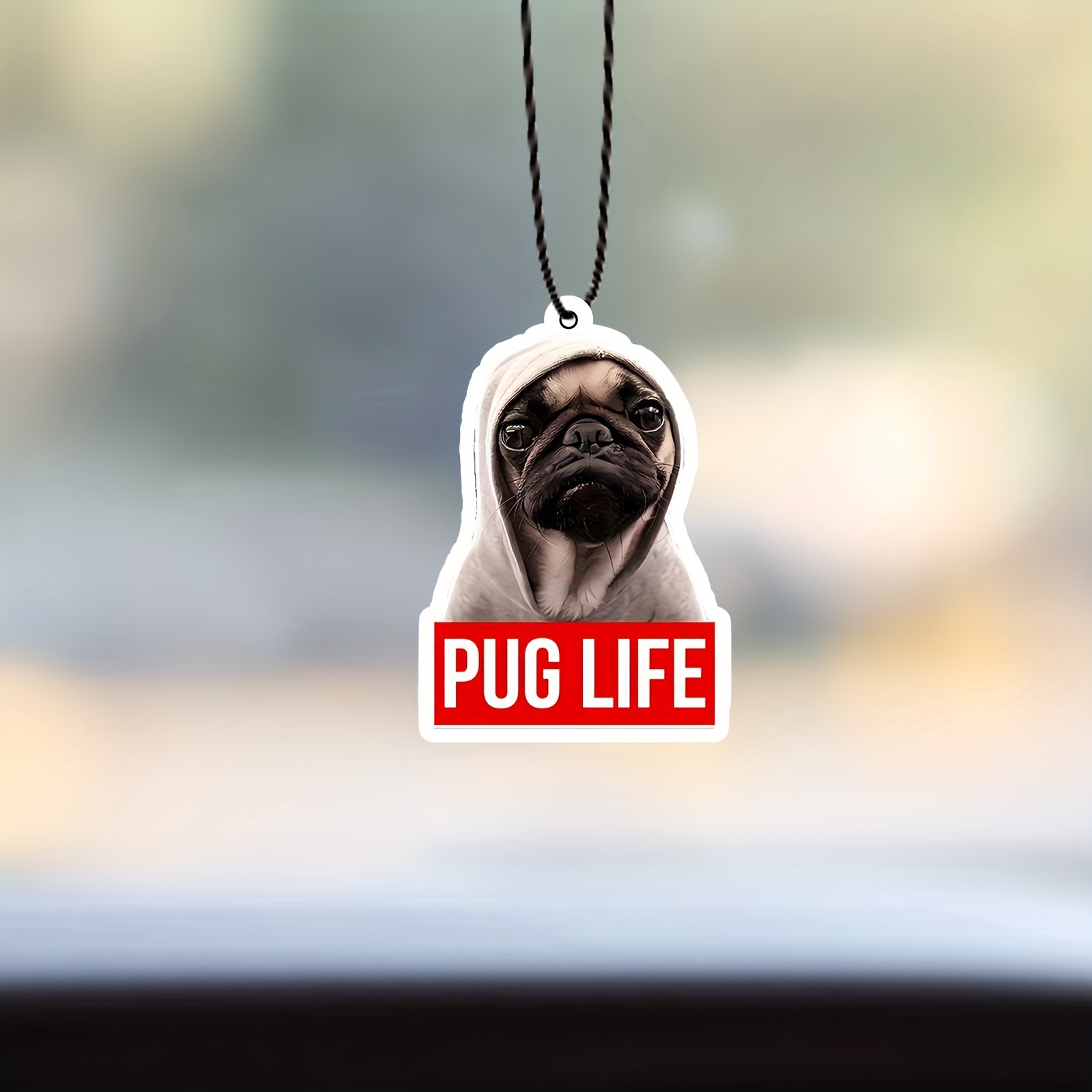 

1pc Pug Life Design Car Air Freshener - Car Rearview Mirror Hanging Perfume Tablet - Gifts For Friend/ Wife