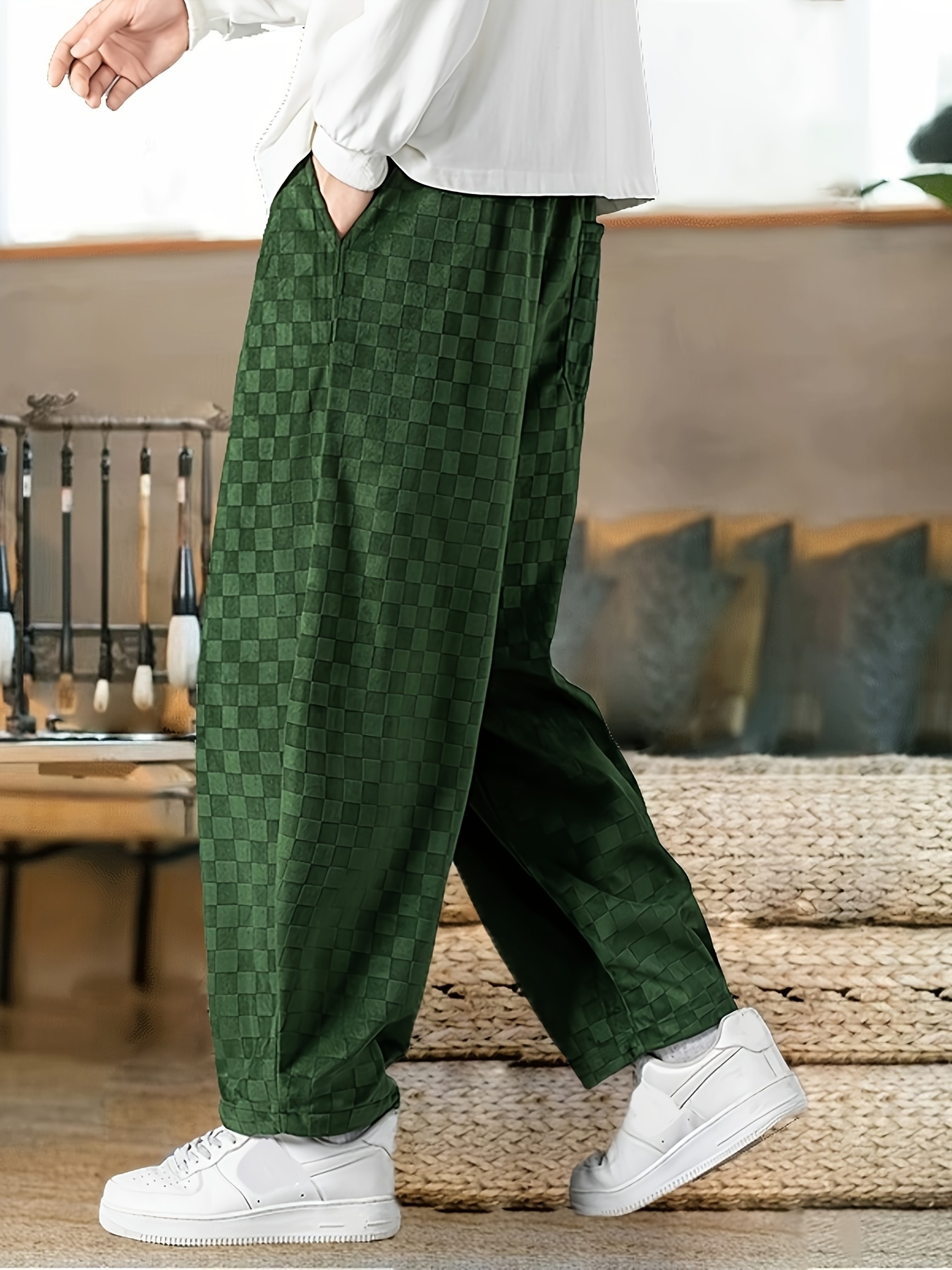 men's casual corduroy wide leg pants loose straight leg - Temu