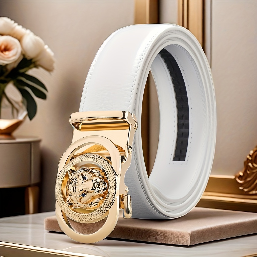 

Men's Sleek White Belt With Automatic - Fashionable Business & , Perfect Gift For Husband And Dad