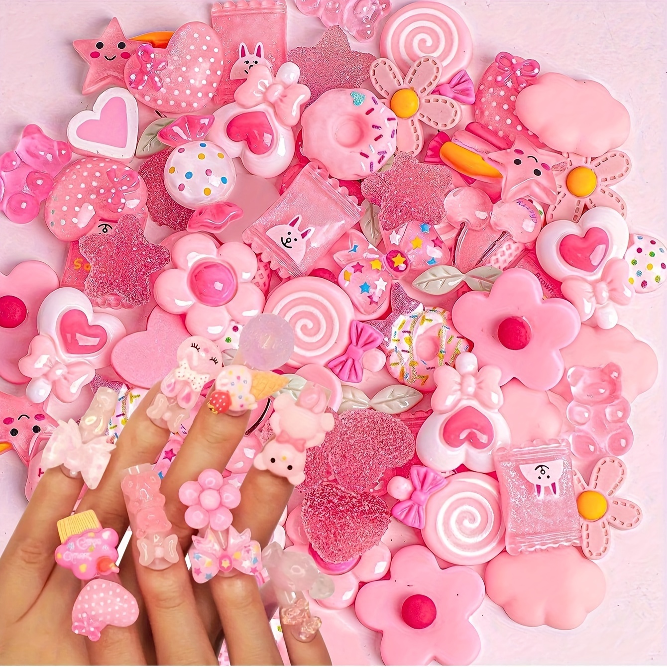 

80pcs Charms, Resin Flat Back Candy Slime , Candy Embellishments For Diy Crafts And Ornament Scrapbooking