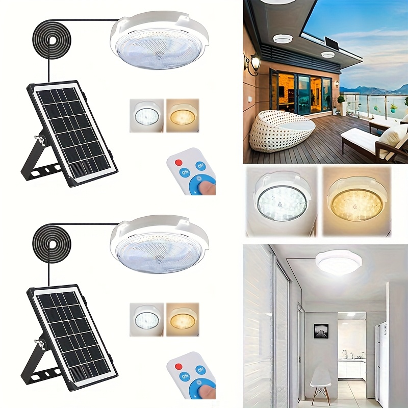 TEMU Solar Lights Indoor Home, Solar Shed Lights, Solar Porch Ceiling Light With Remote, Solar Ceiling Light With Remote, Solar Gazebo Lights With Dusk To Dawn