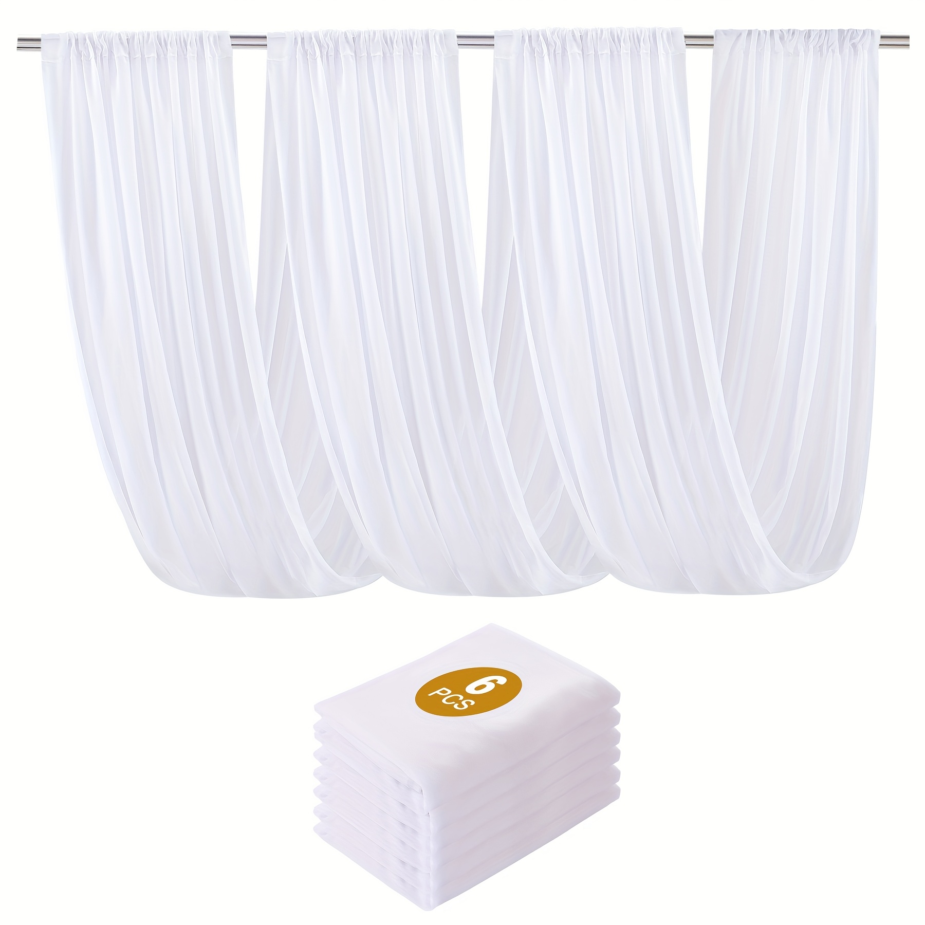 TEMU 6pcs Wedding Chiffon Ceiling Curtain Set, Ceiling Draping Fabric Arch Streamers Decoration, Suitable For Wedding Ceremonies, , And Home Interior