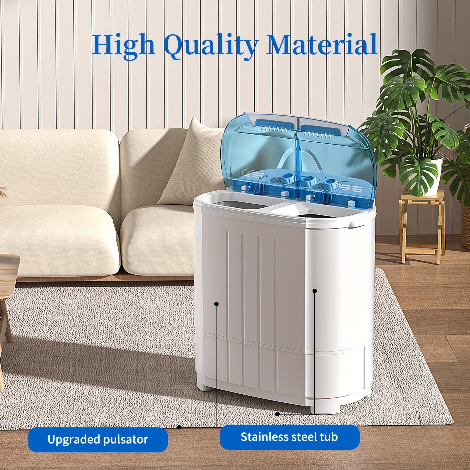 item picture 14 5lbs portable washing machine twin tub semi automatic compact washer spinner combo 9 5lbs wash 5lbs spin ideal for apartment dorm rv camping travel