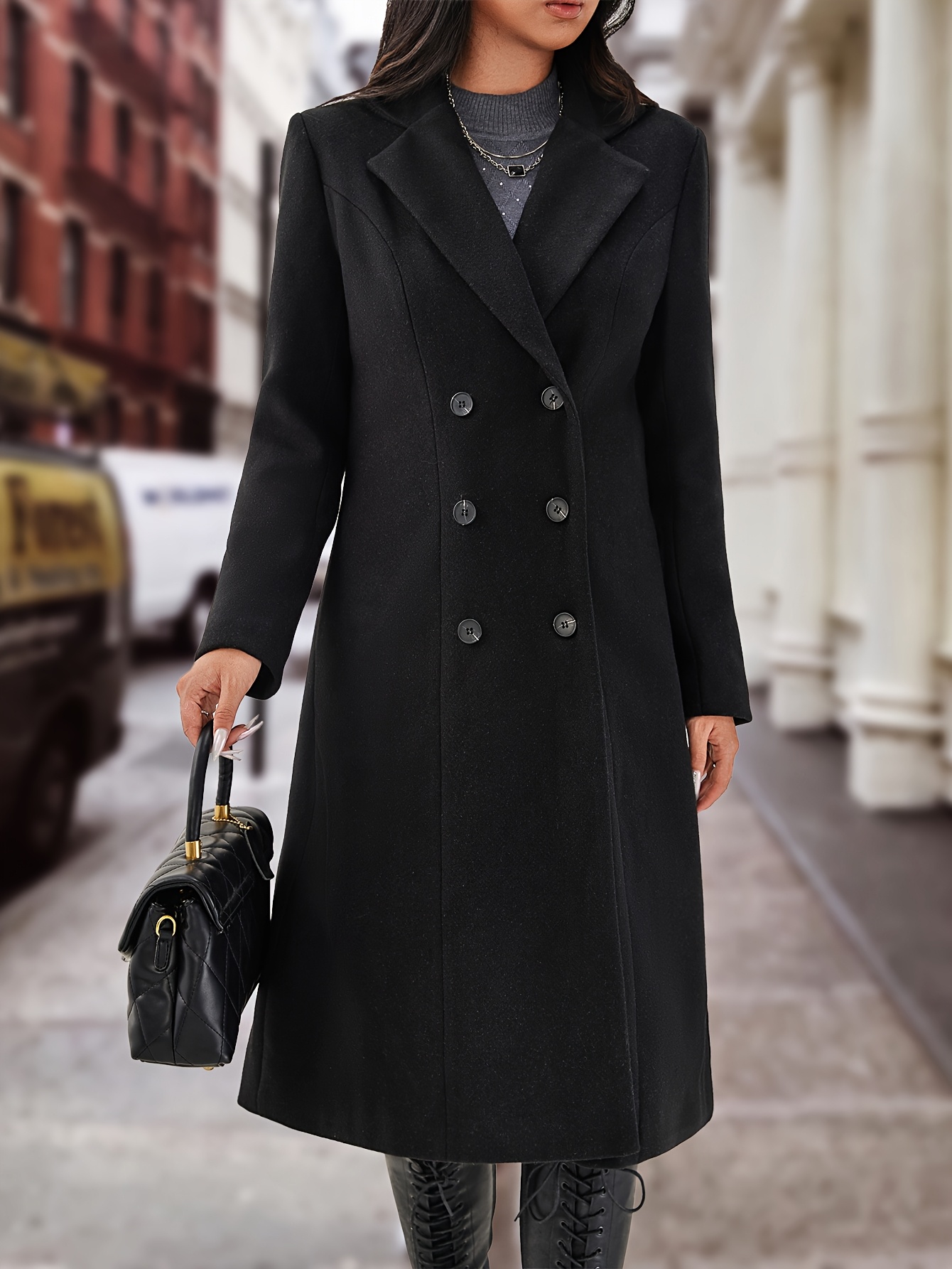 womens elegant long formal coat winter tuxedo like jacket Temu