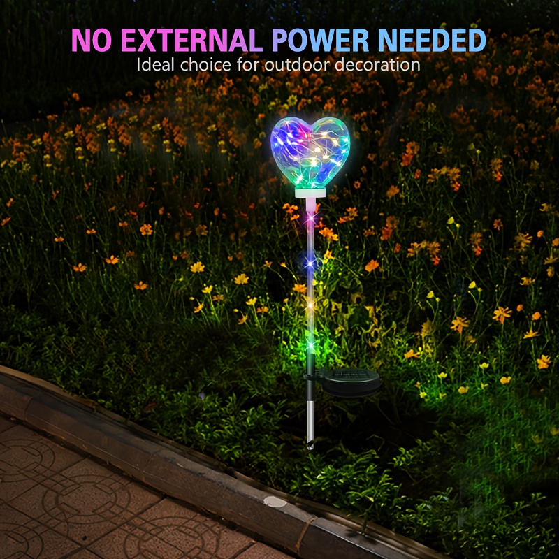 Image of 12-hour Long - Solar Heart-shaped Led Floor Light, Controlled By A Toggle Switch, Suitable For Outdoor/garden/lawn/holiday Party Decoration, A Christmas And Halloween Atmosphere