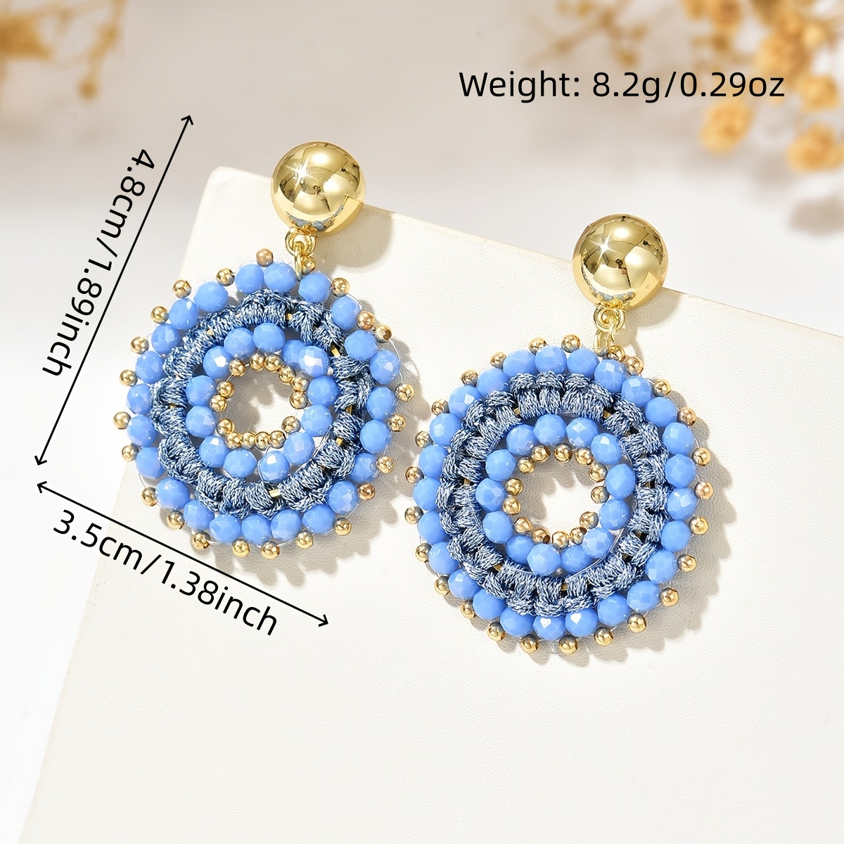Bohemian Fashion Beaded Round Dangle Earrings, Handmade